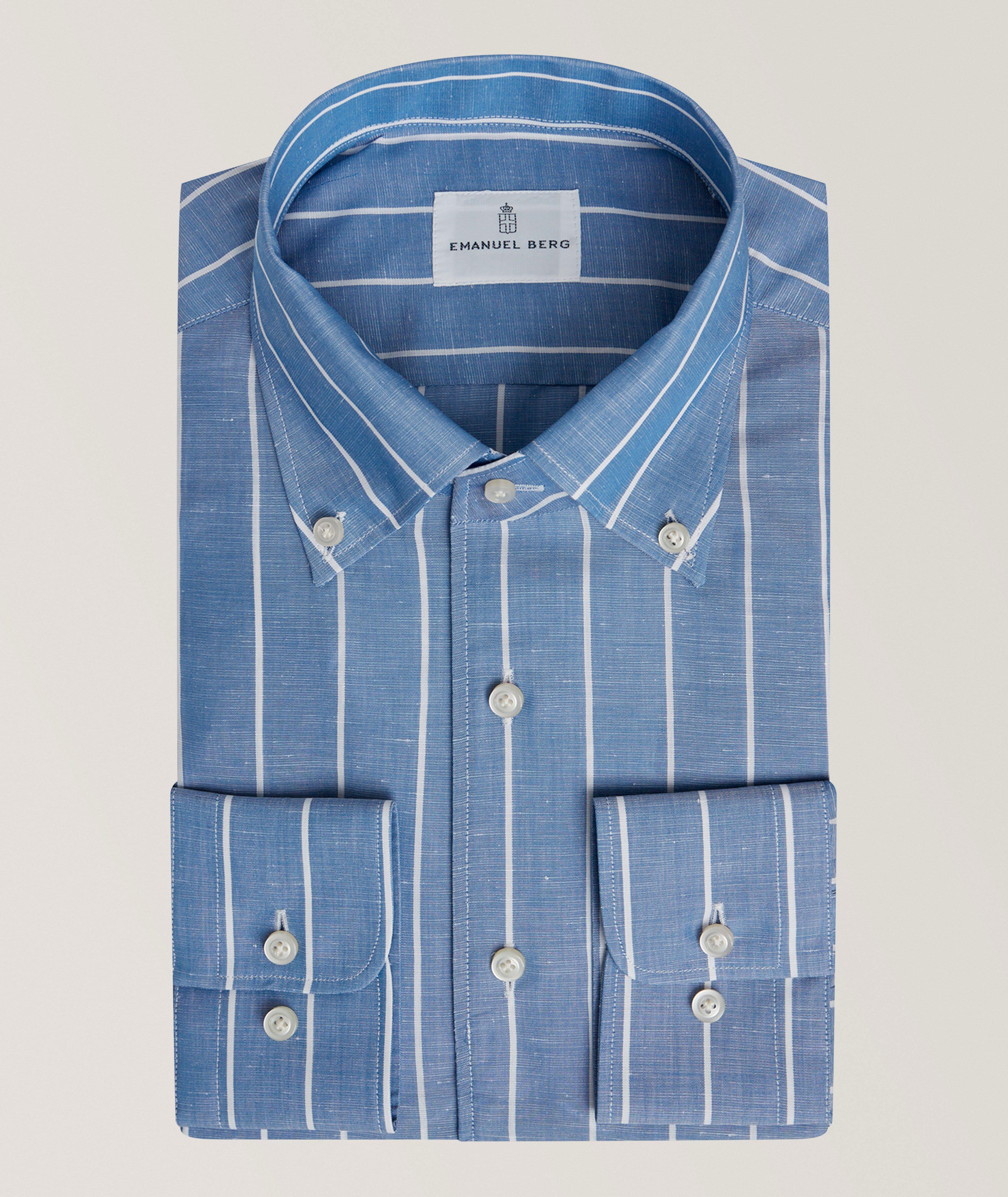 Emanuel Berg Luxe Sartorial Striped Dress Shirt