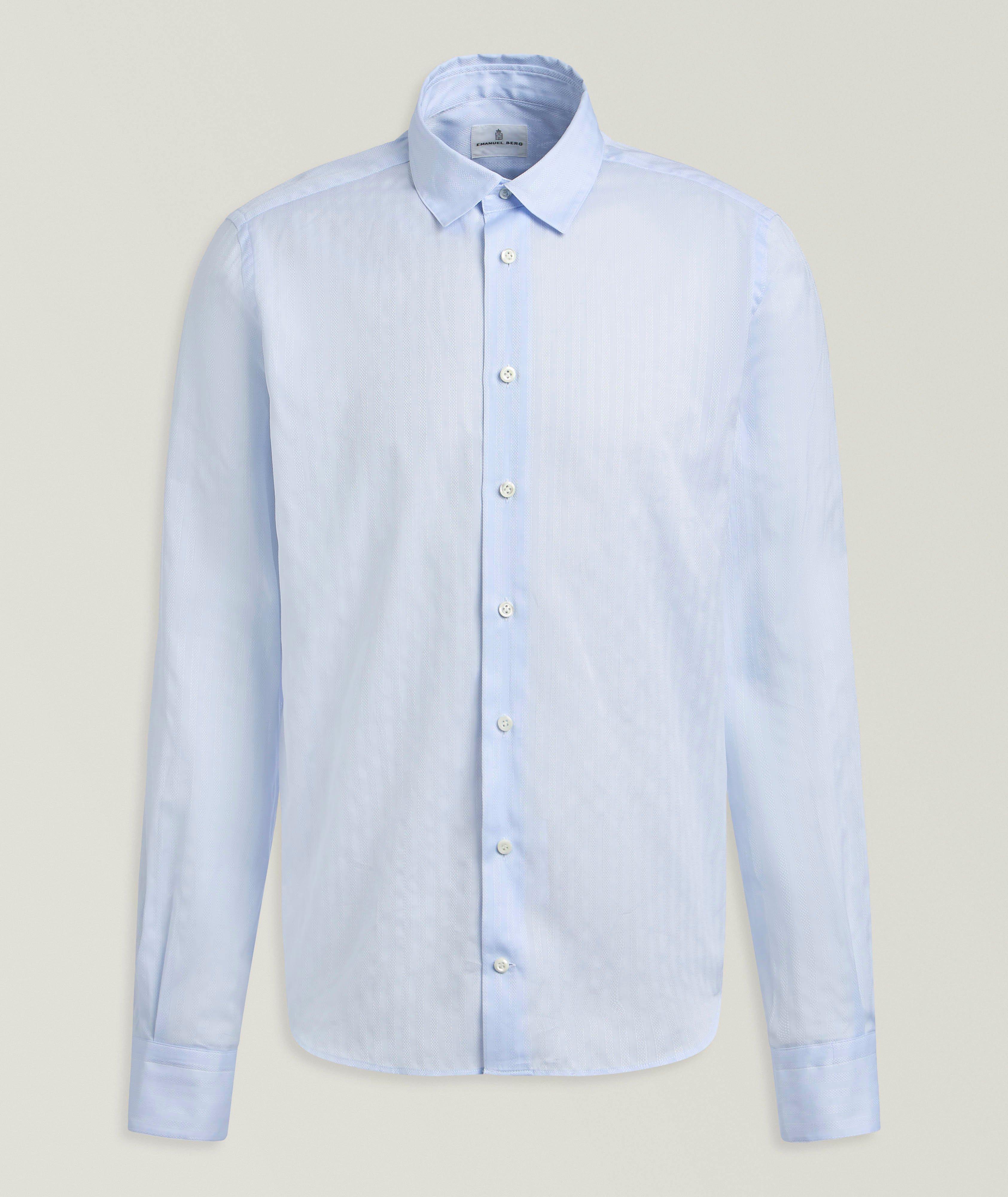 Emanuel Berg Textured Dobbie Stripe Cotton Shirt
