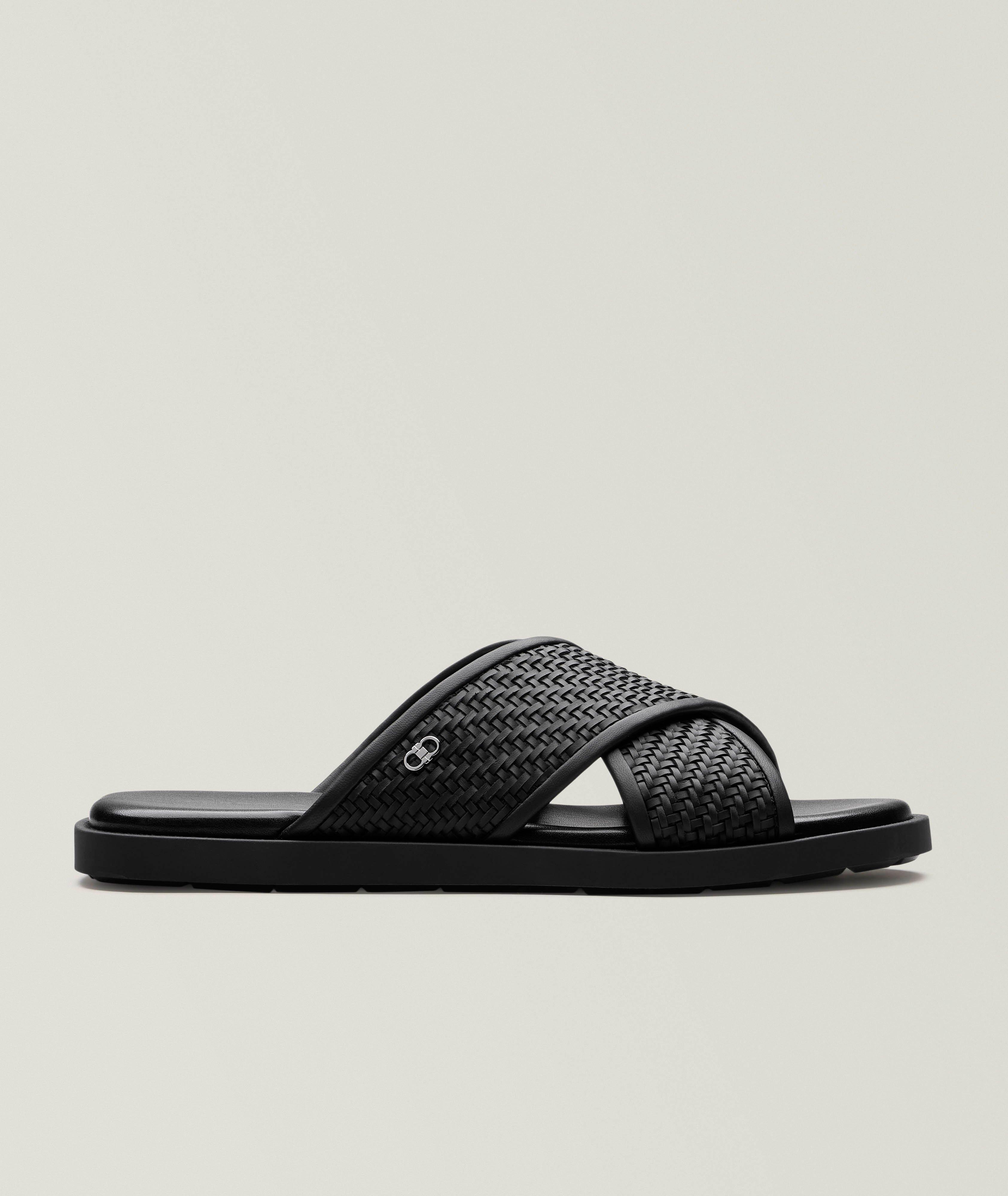 Crisscross Woven Leather Sandals image 0