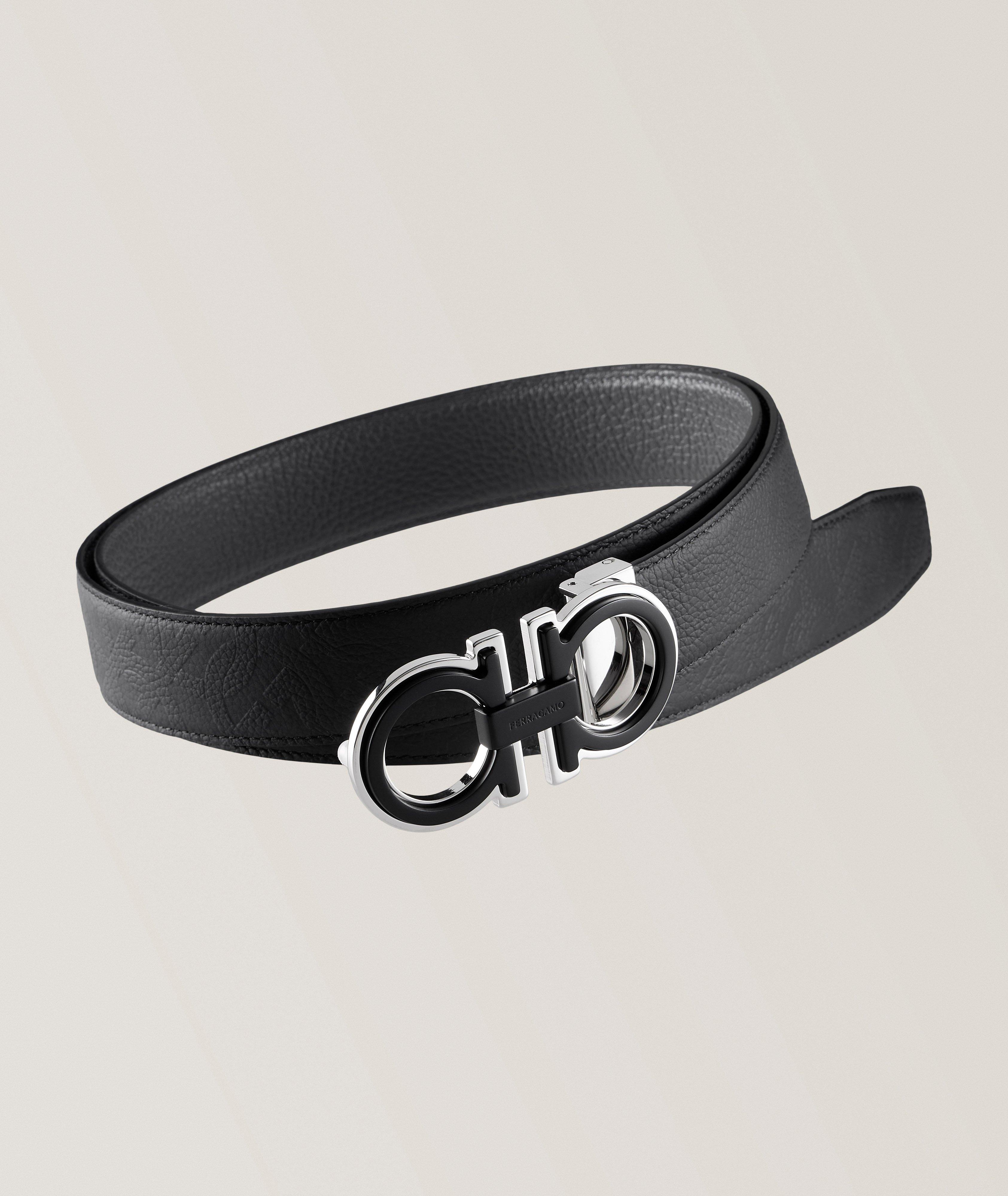 Reversible Double Gancini Leather Belt image 0