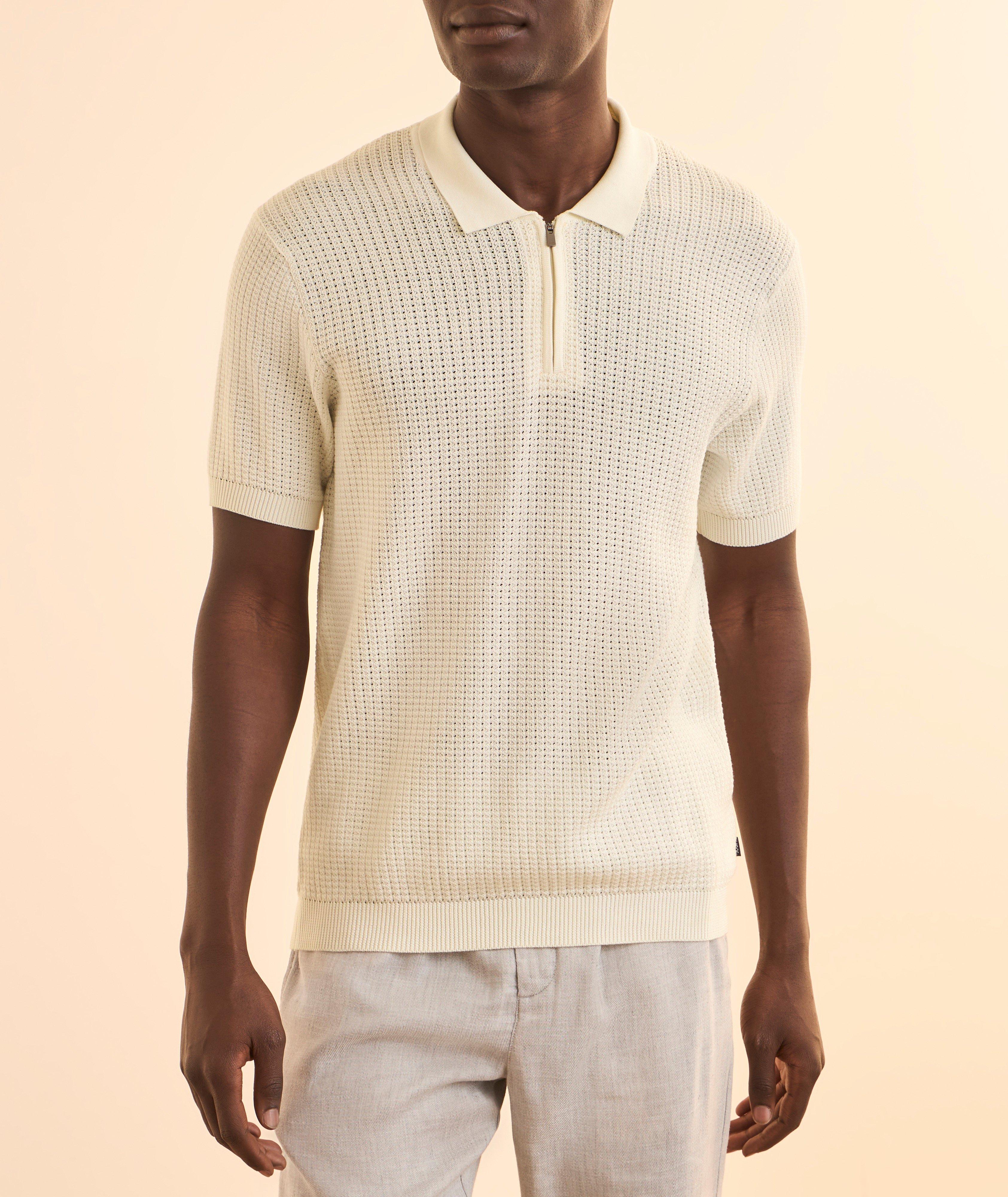 Textured Knit Quarter-Zip Polo  image 1