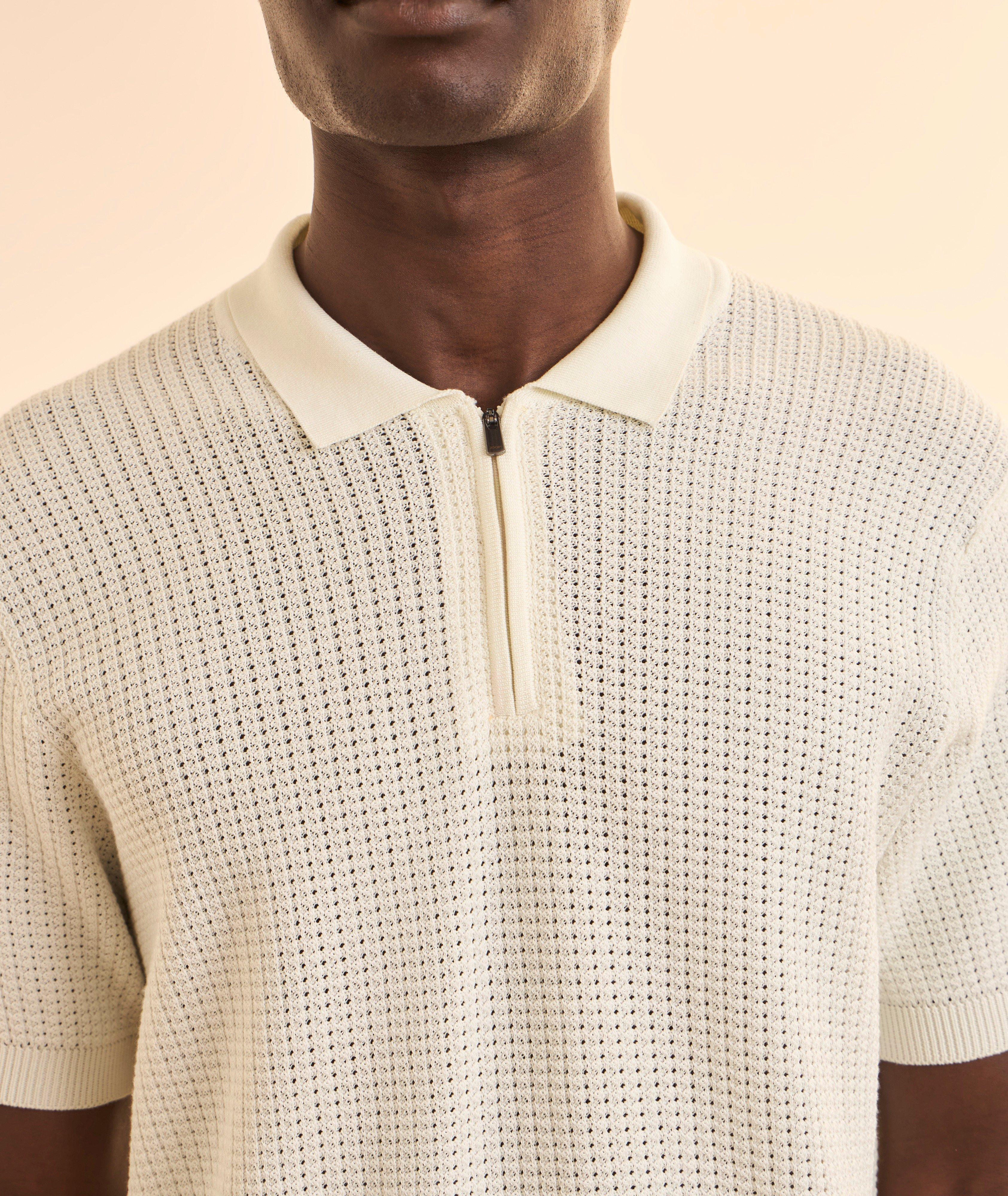 Textured Knit Quarter-Zip Polo  image 3