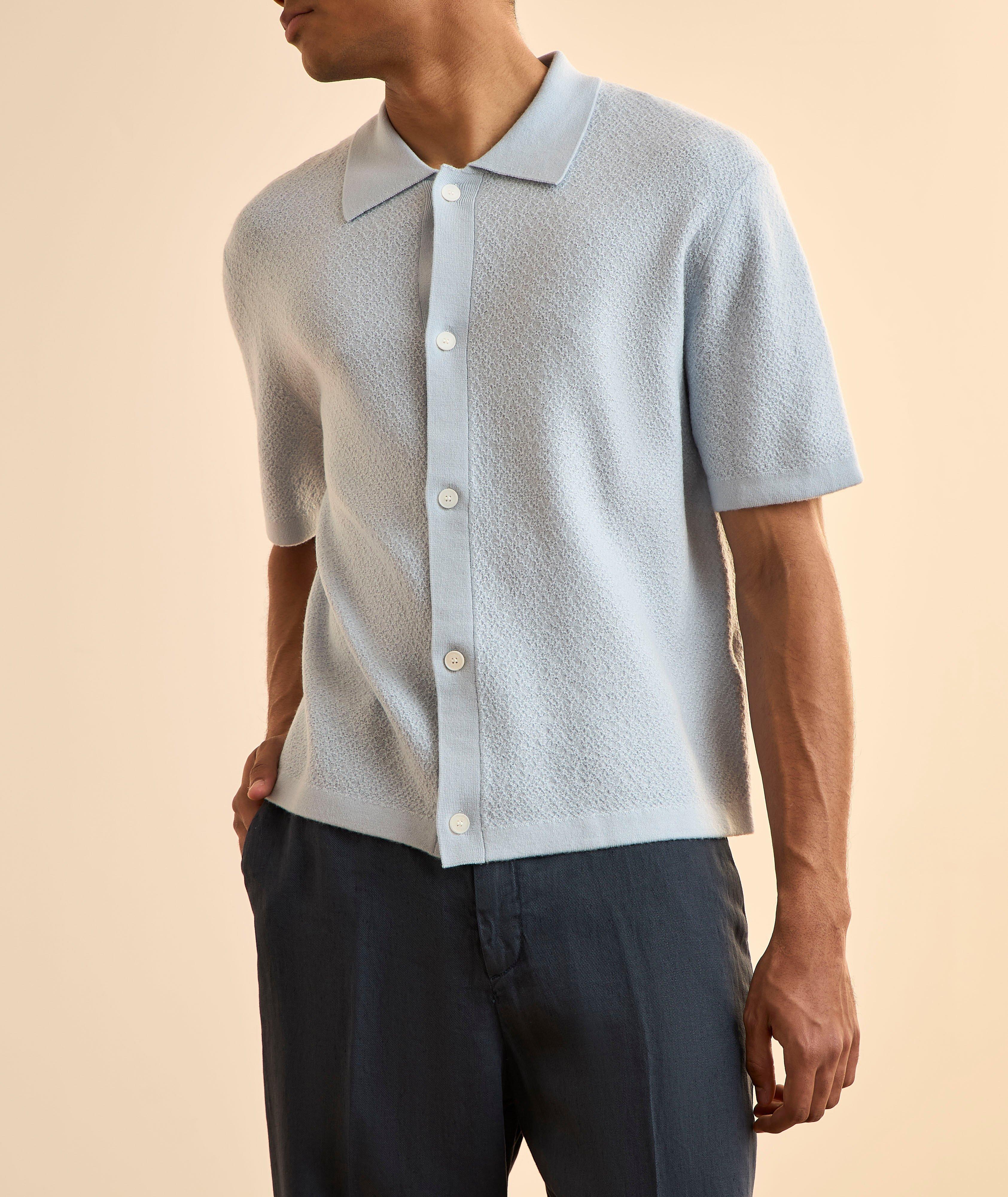 Textured Wool Knit Cardigan Polo image 1