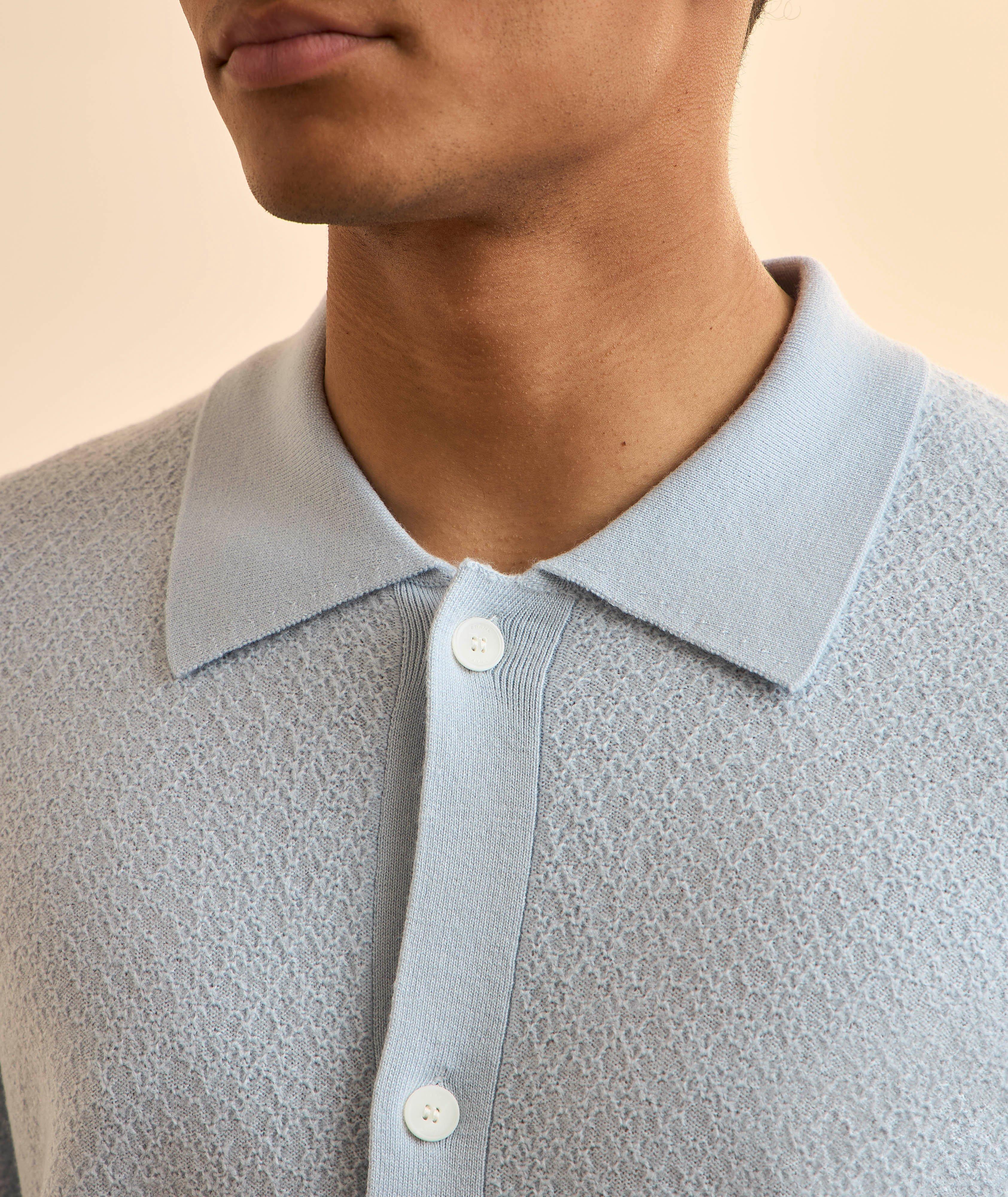 Textured Wool Knit Cardigan Polo image 3