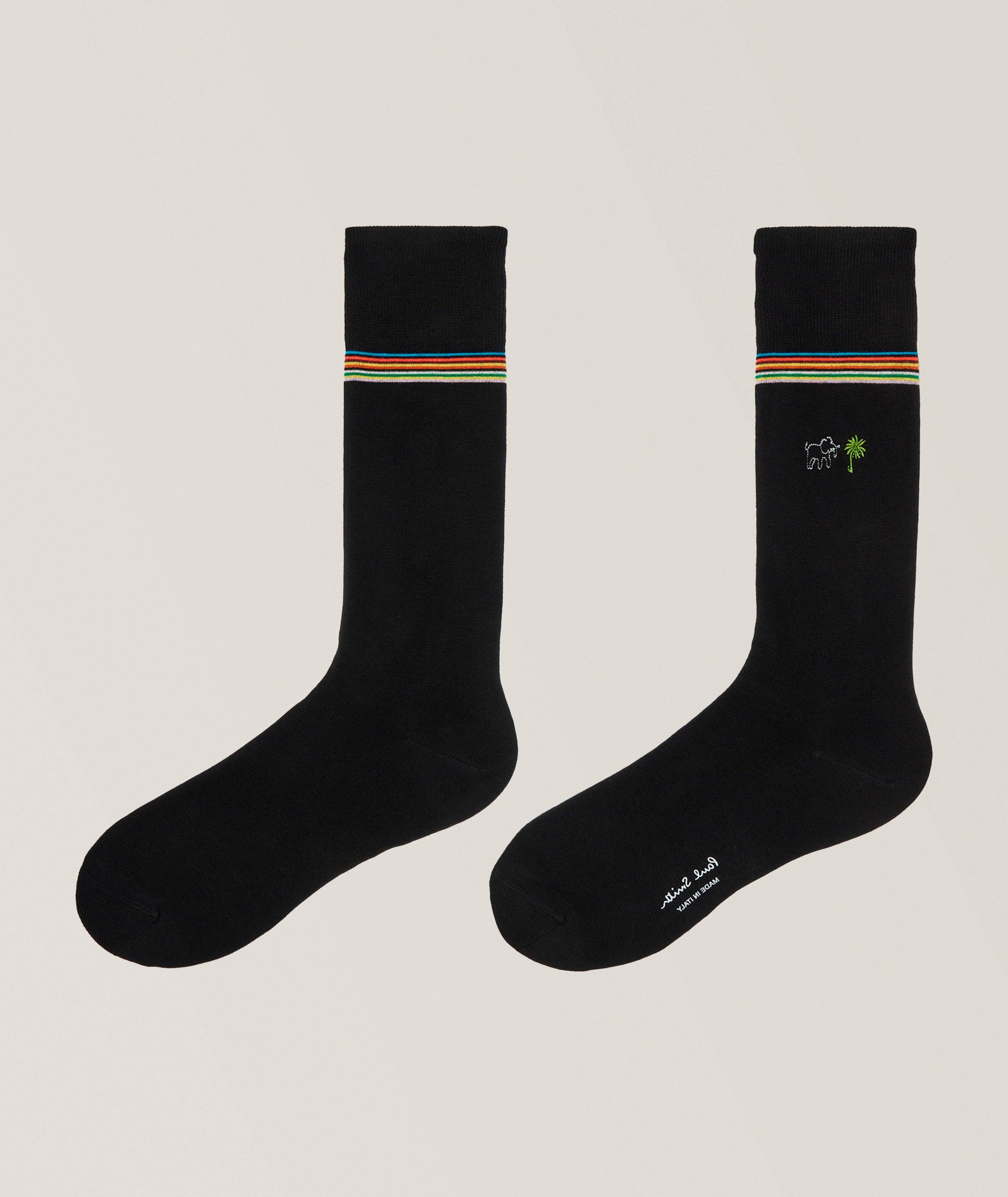 Elephant & Palm Tree Embroidered Socks image 1