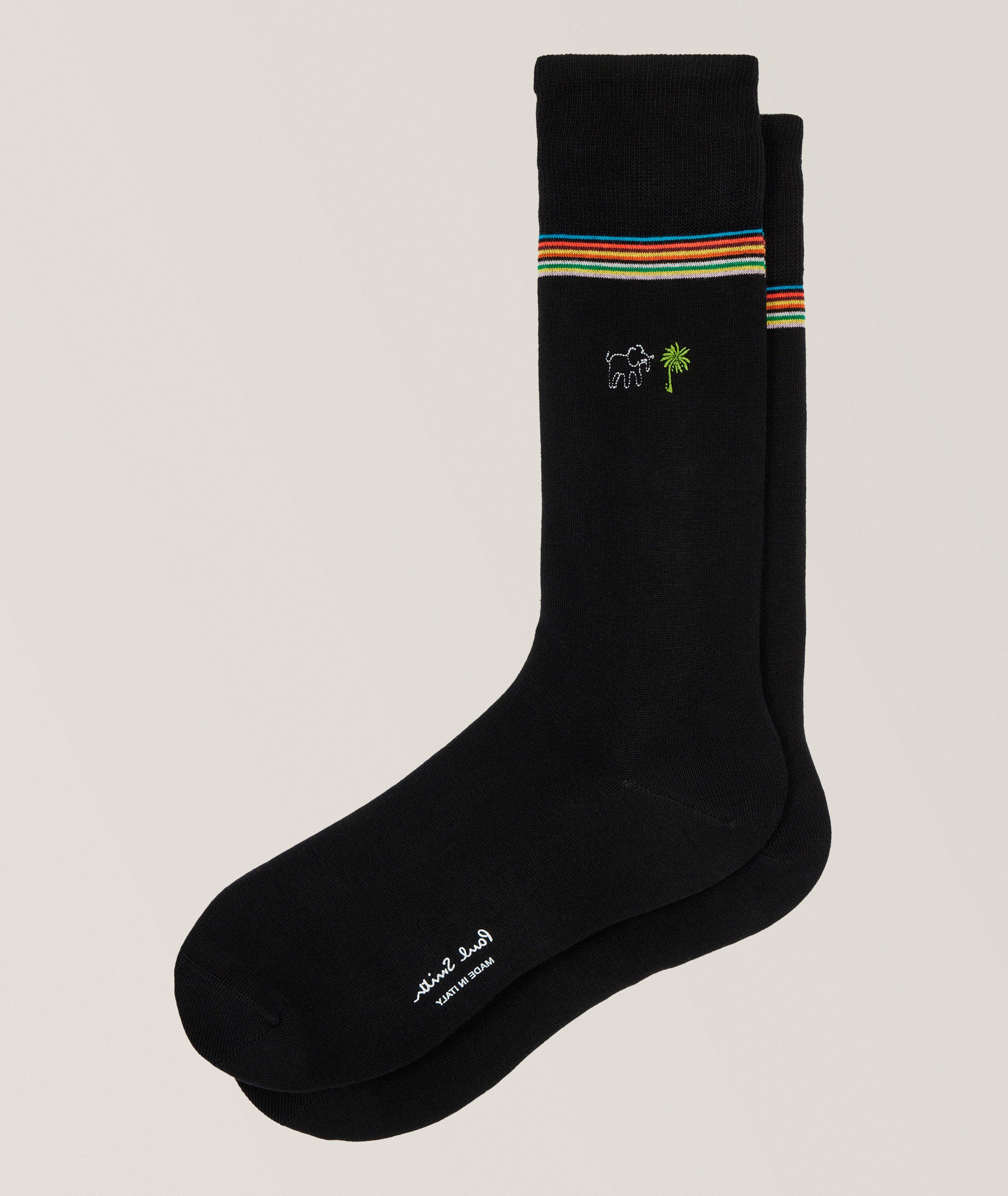 Elephant & Palm Tree Embroidered Socks image 0