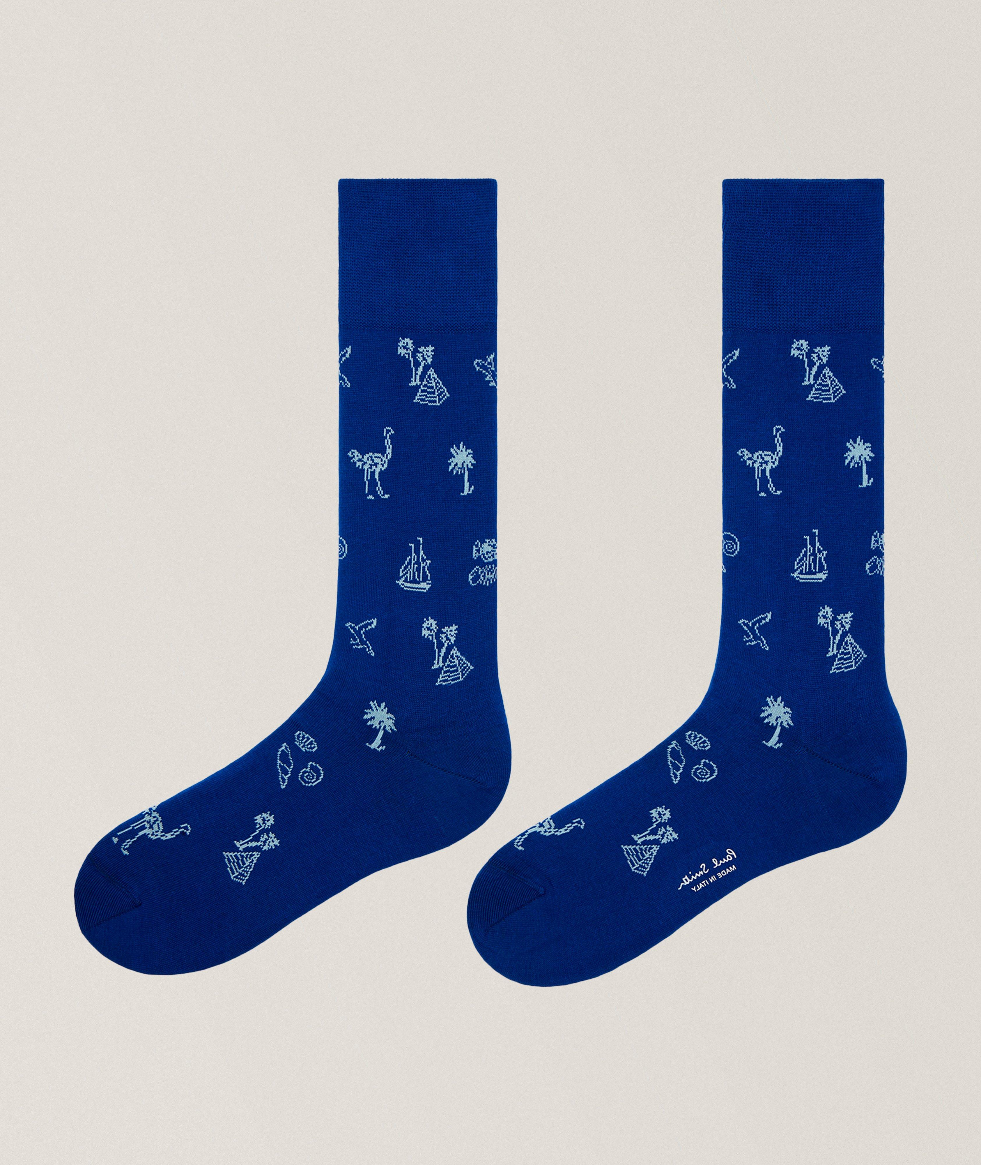 Ostrich-Print Stretch-Cotton Socks image 1