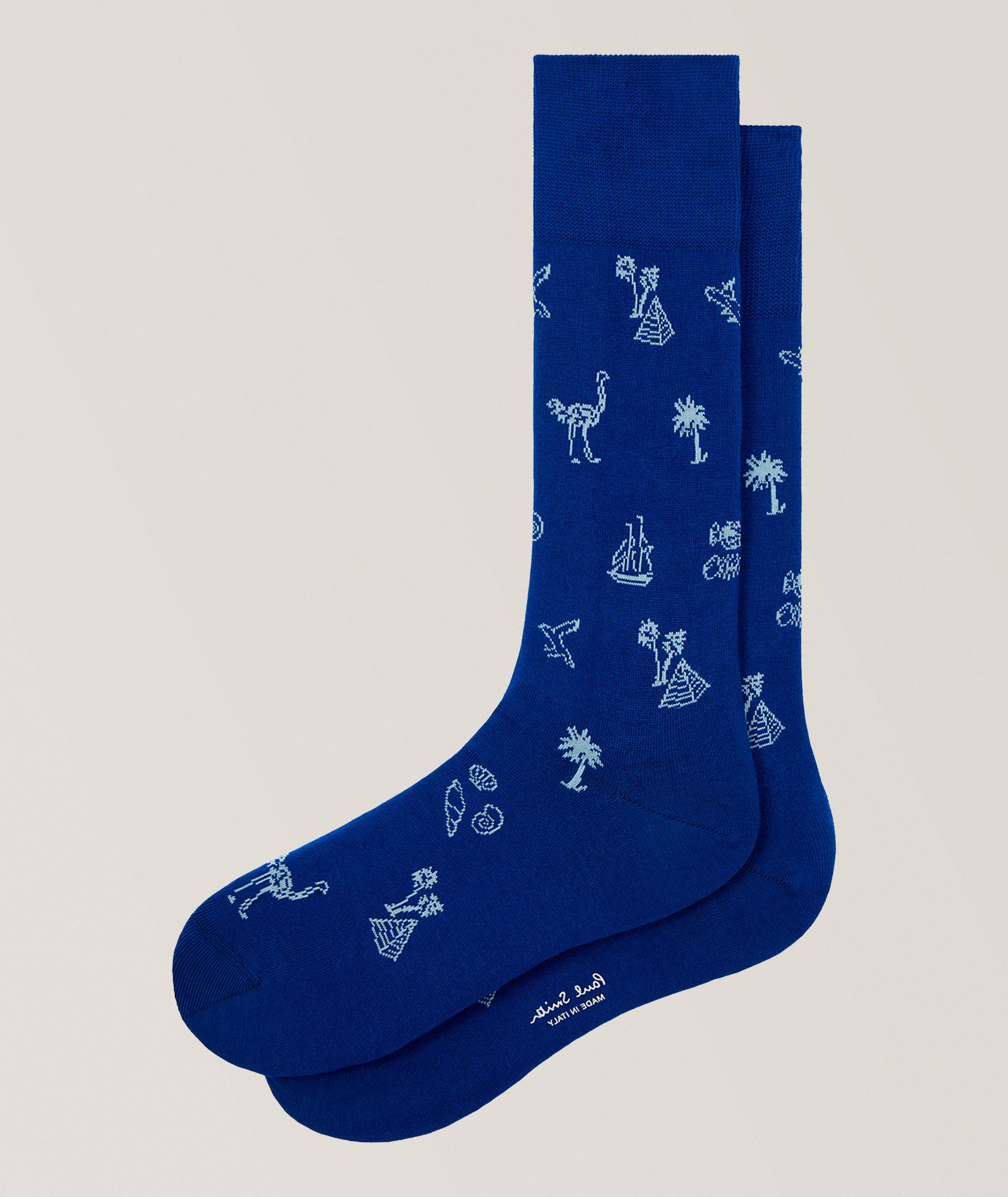 Ostrich-Print Stretch-Cotton Socks image 0
