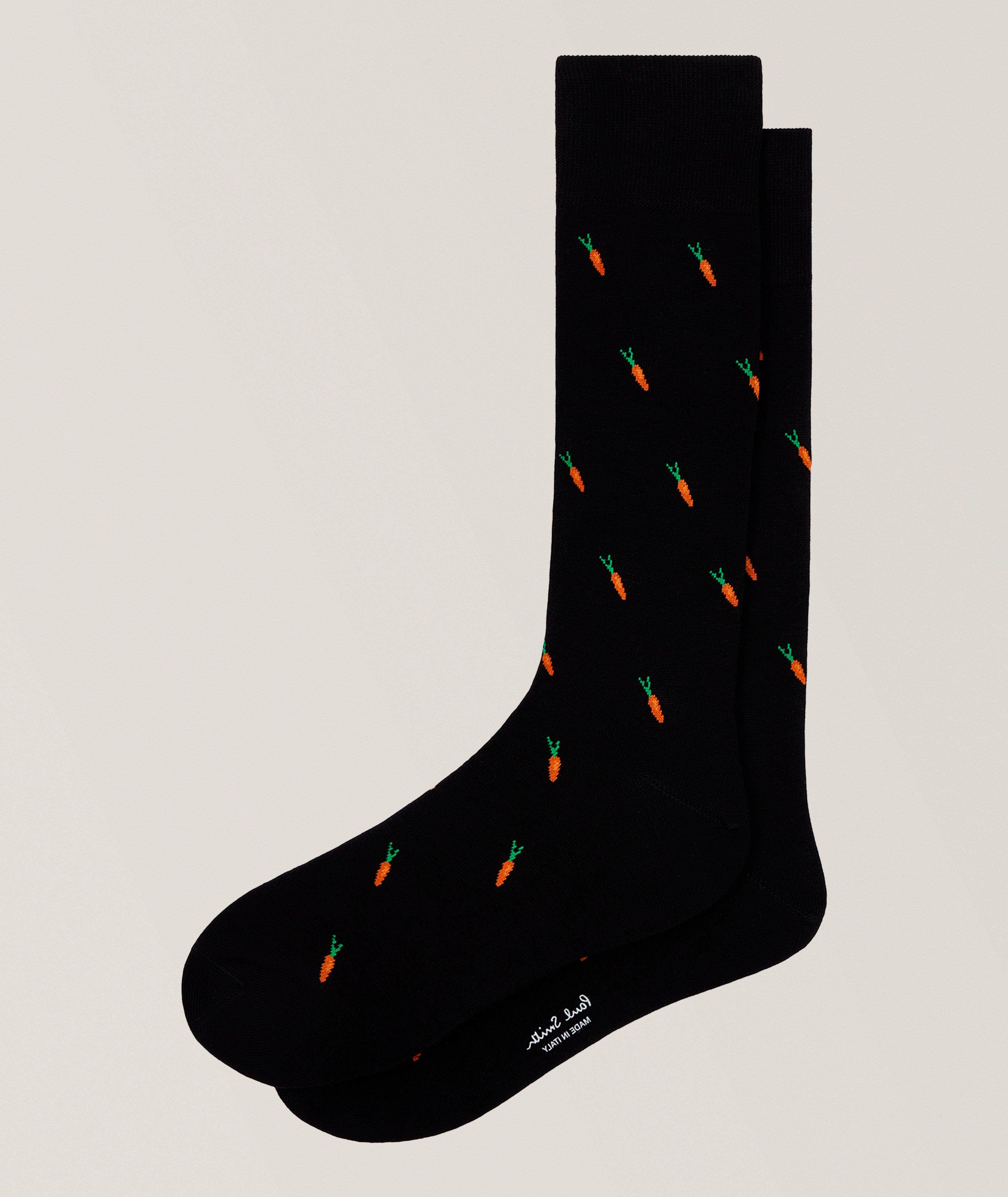 Carrot Motif Stretch-Cotton Socks image 0