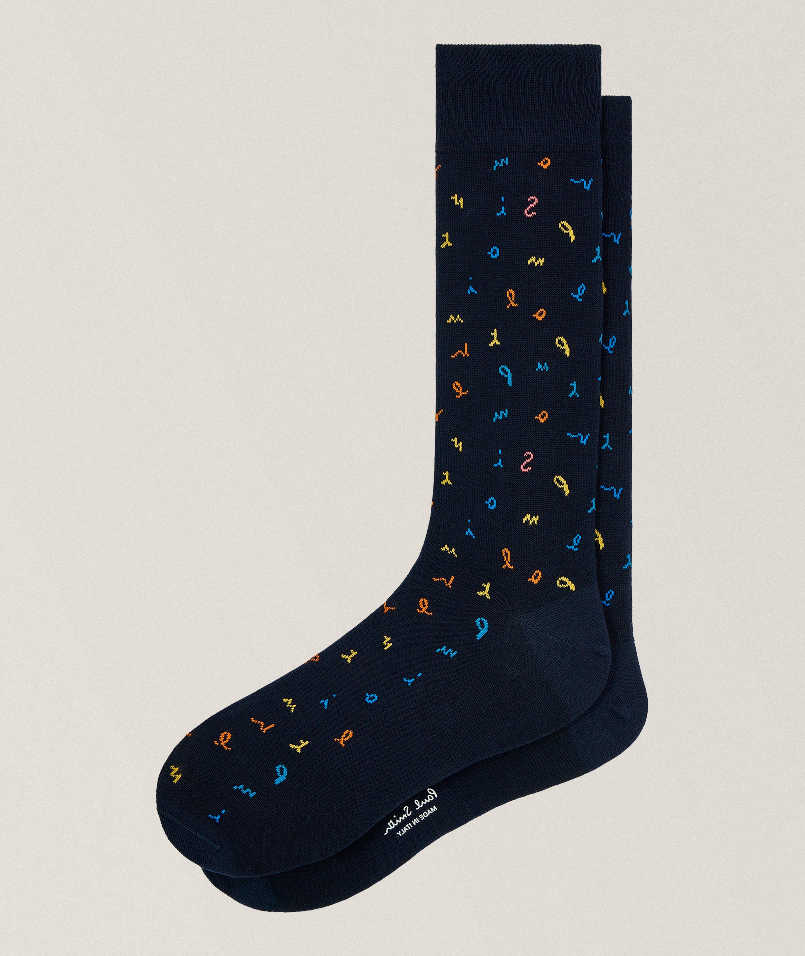 Letter-Print Stretch-Cotton Socks  image 0