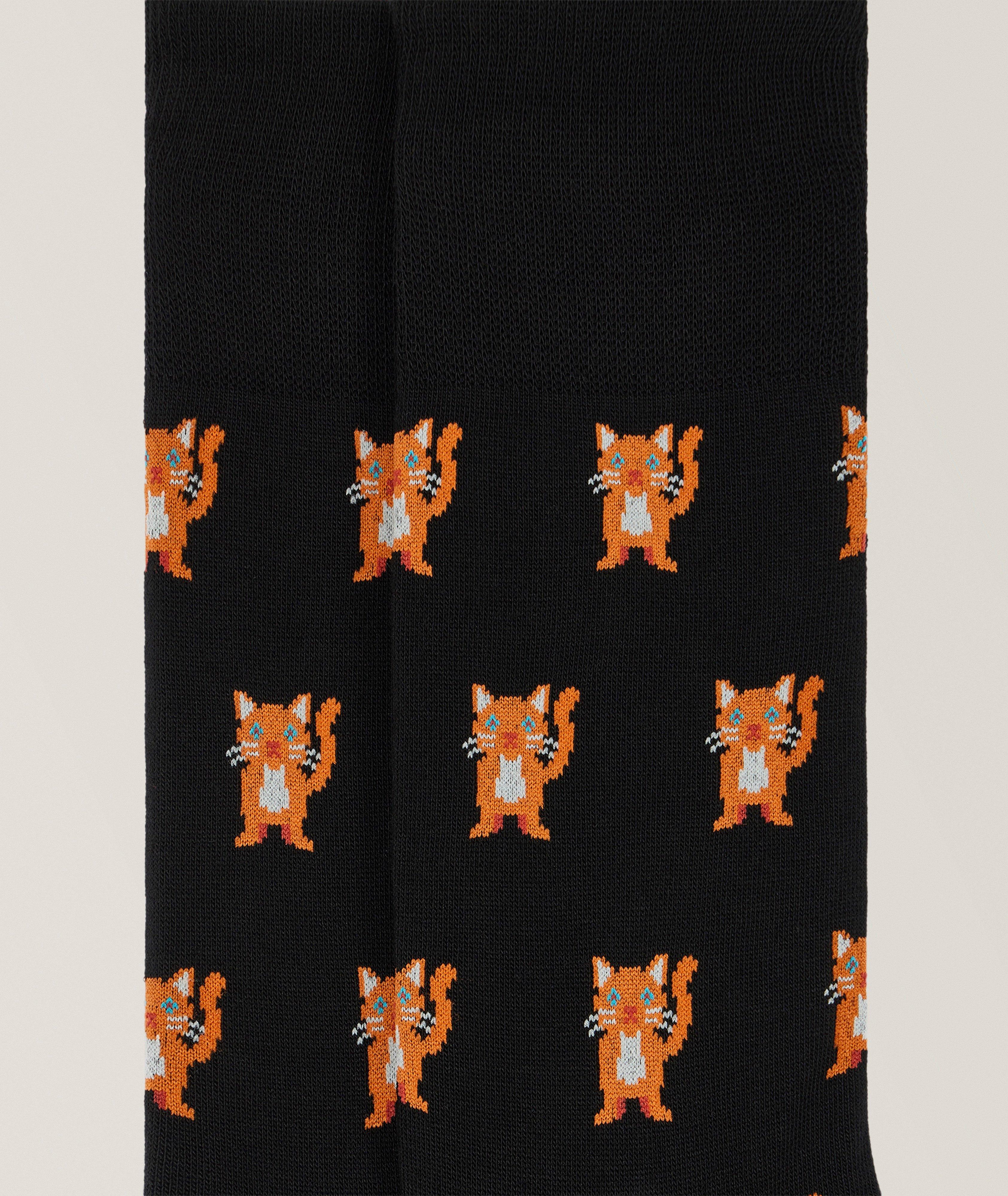 Micro-Cat Motif Stretch-Cotton Socks image 2