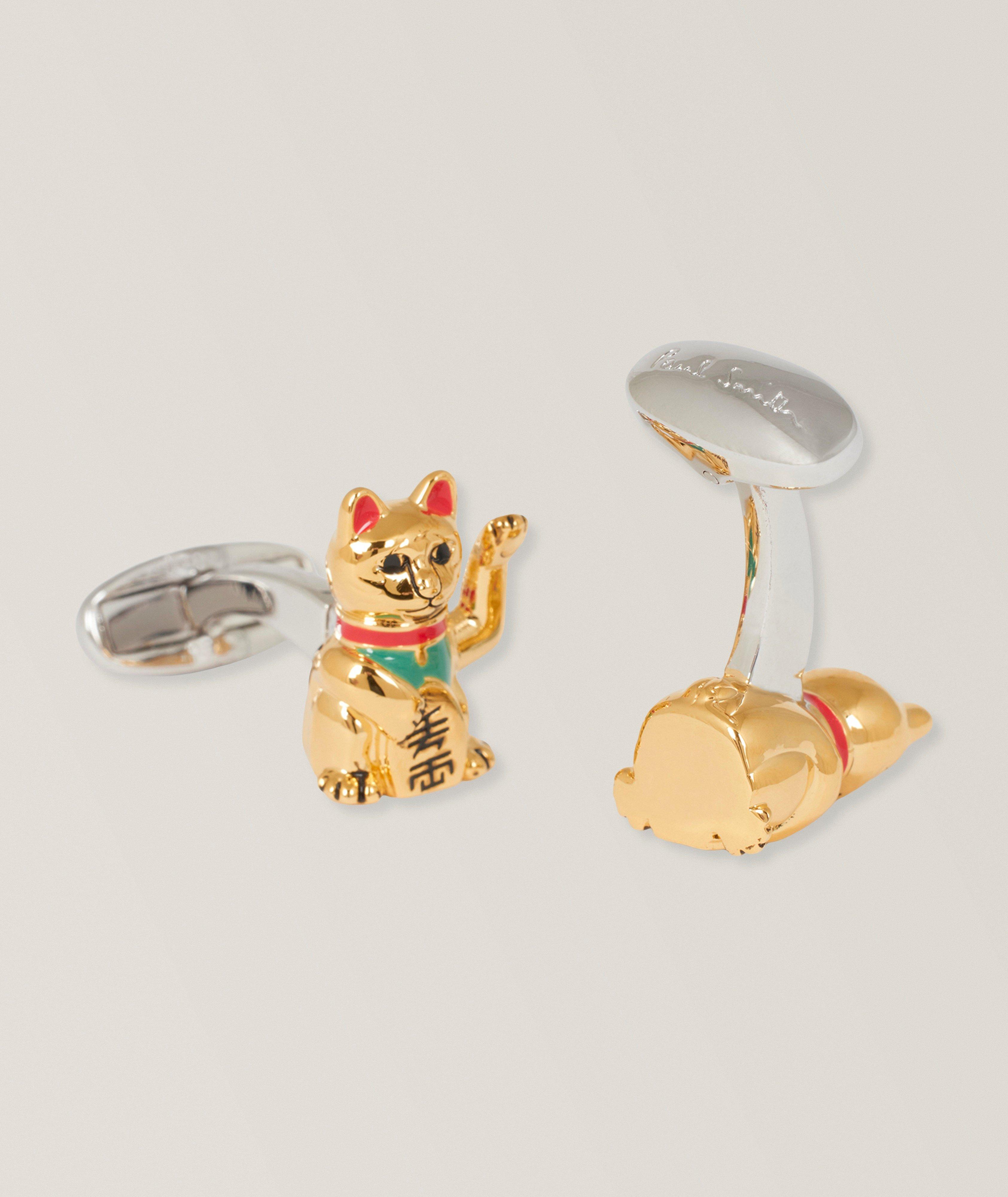 Lucky Cat Goldtone Cufflinks image 1