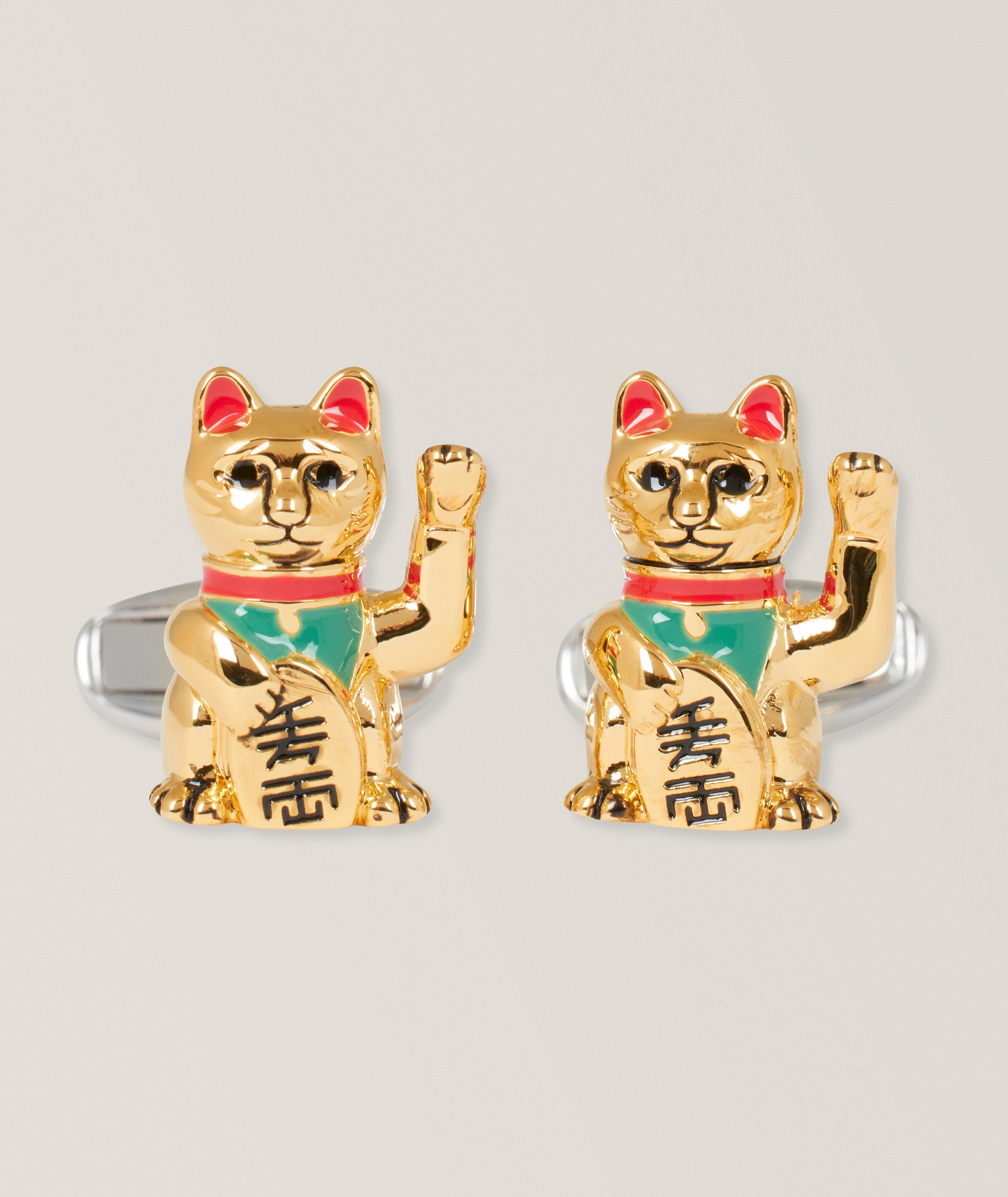 Lucky Cat Goldtone Cufflinks image 0