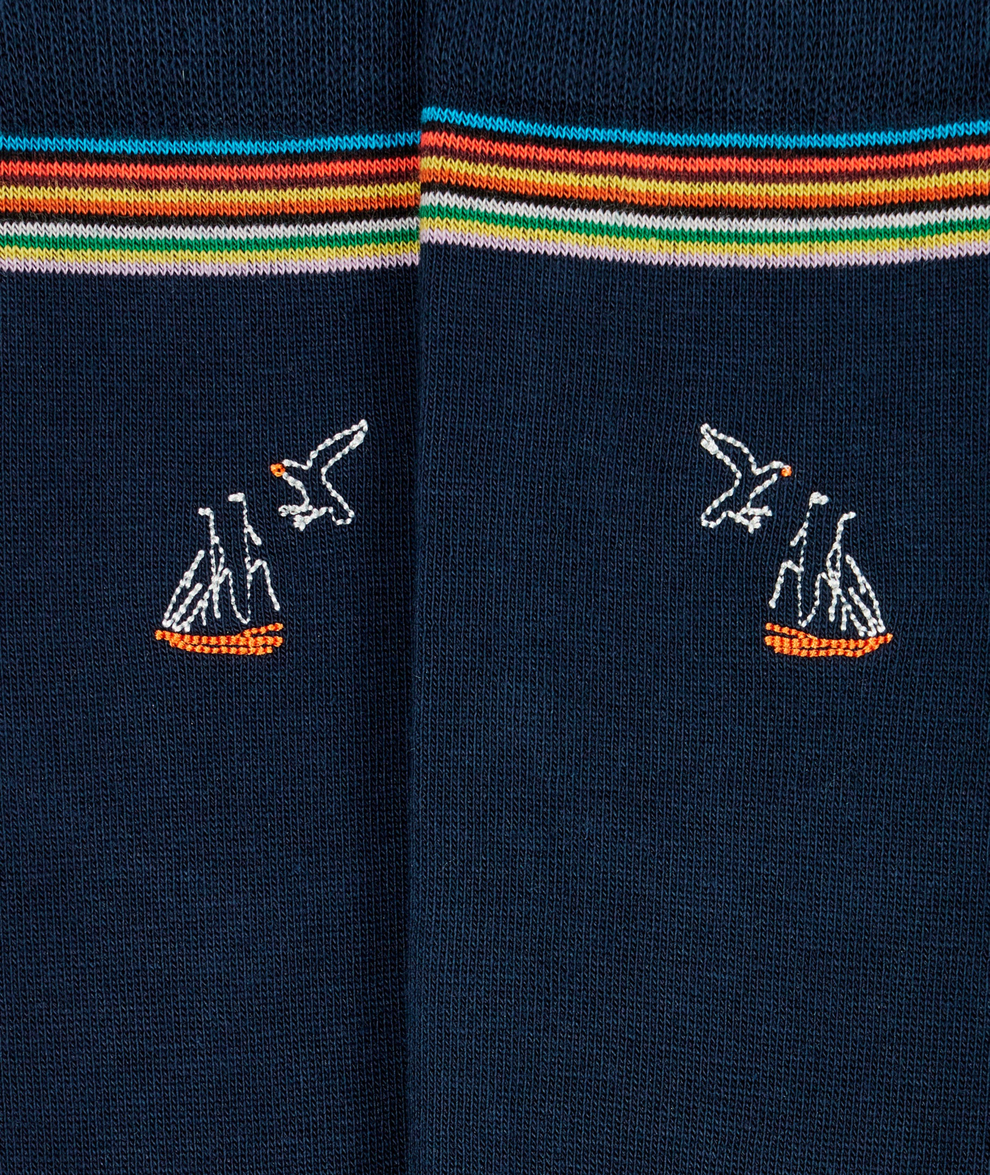Embroidered Sail Boat Motif Socks image 2