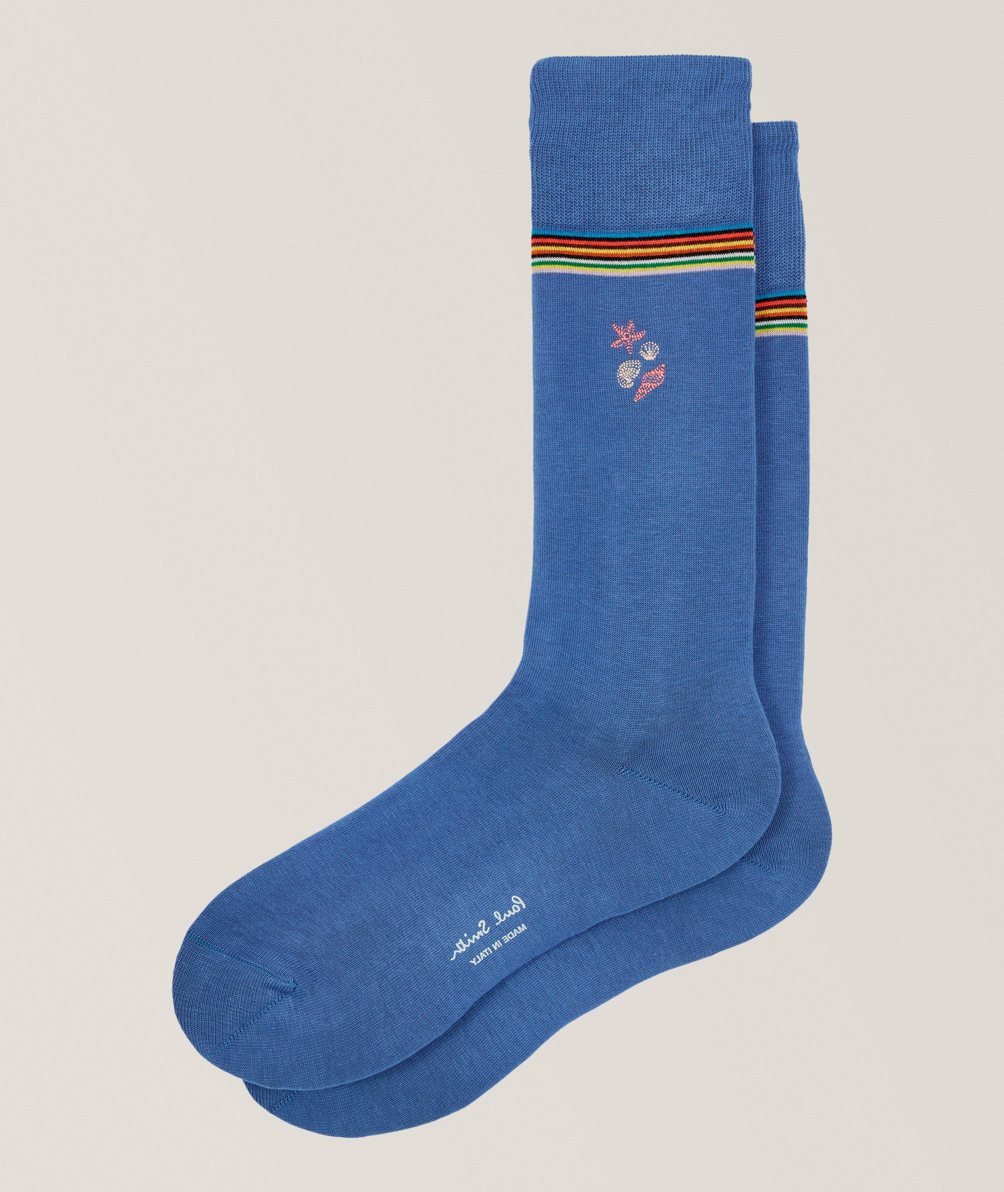 Chaussettes brodées motif coquillage image 0