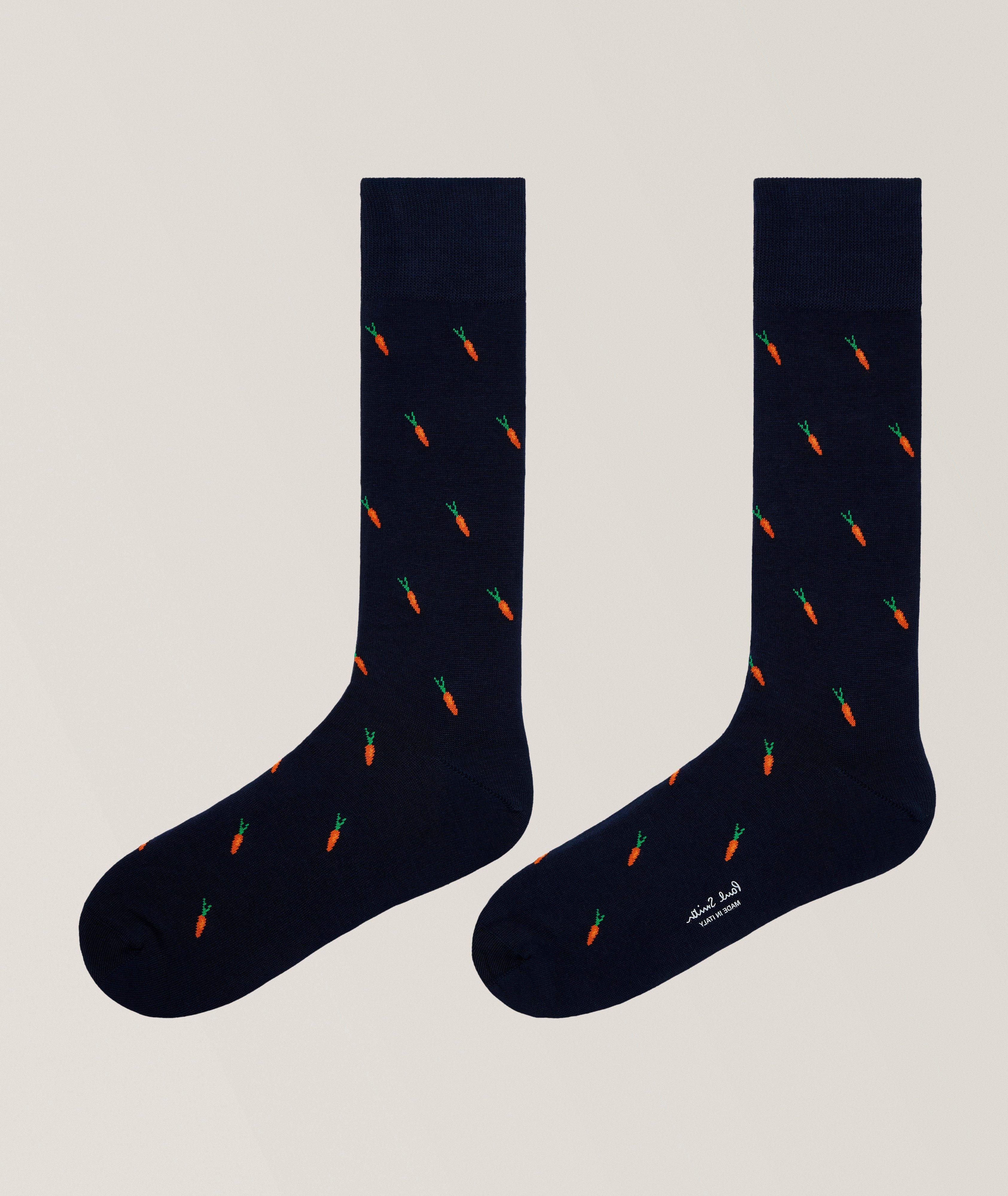Carrot Motif Stretch-Cotton Socks image 1