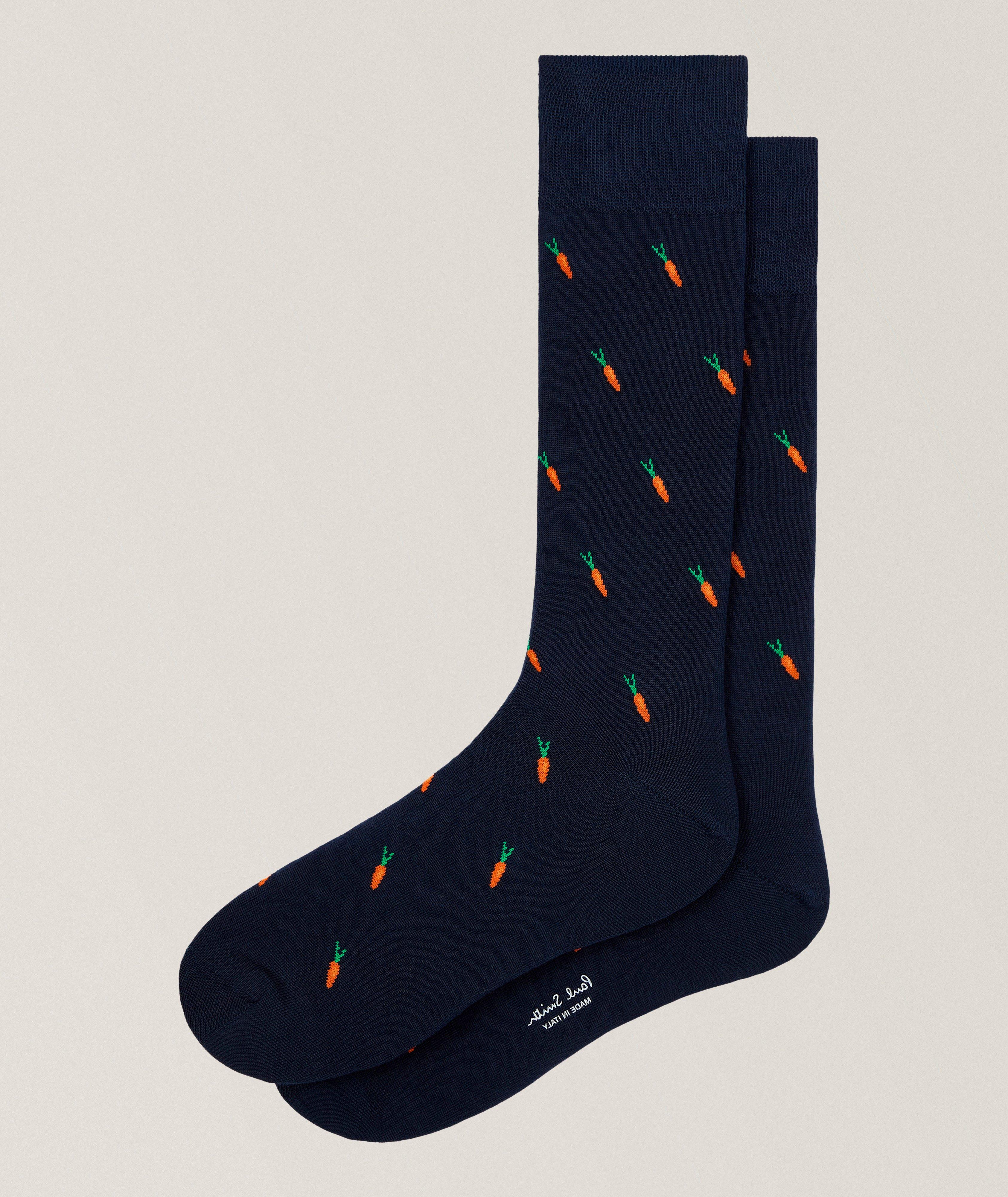 Carrot Motif Stretch-Cotton Socks image 0