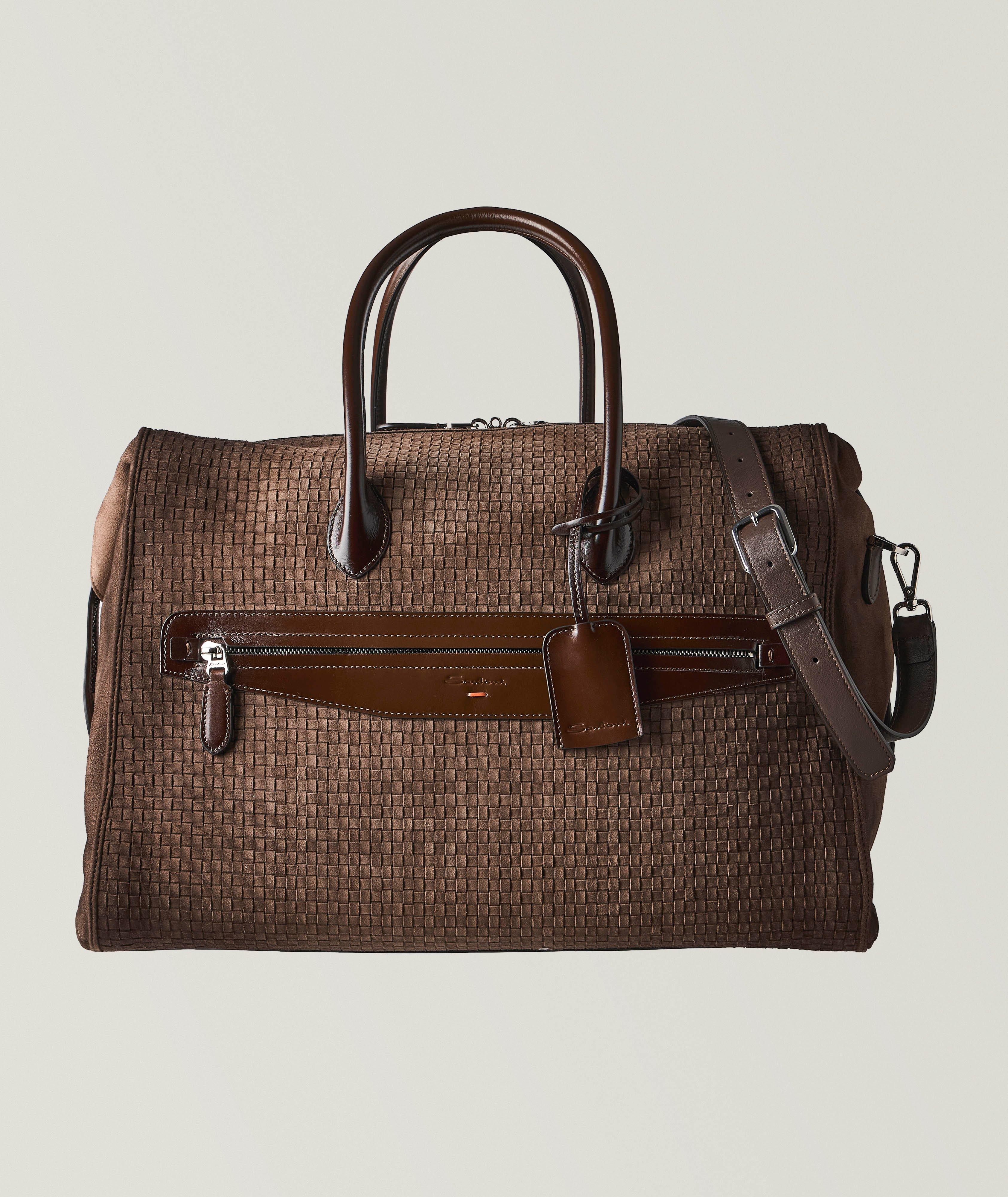 Santoni Sac de week-end en suède tissé