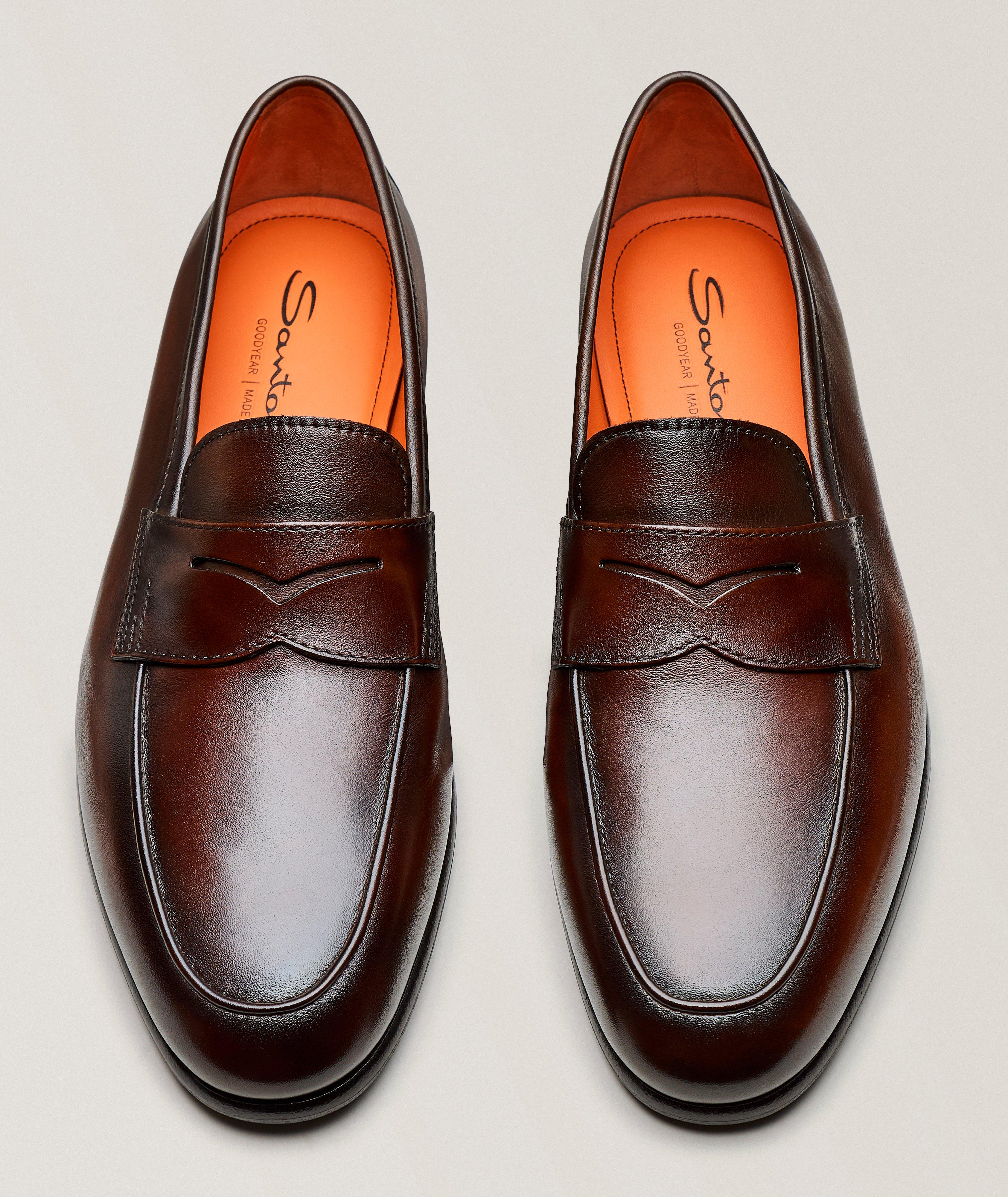 Carlo Burnished Leather Penny Loafers image 1