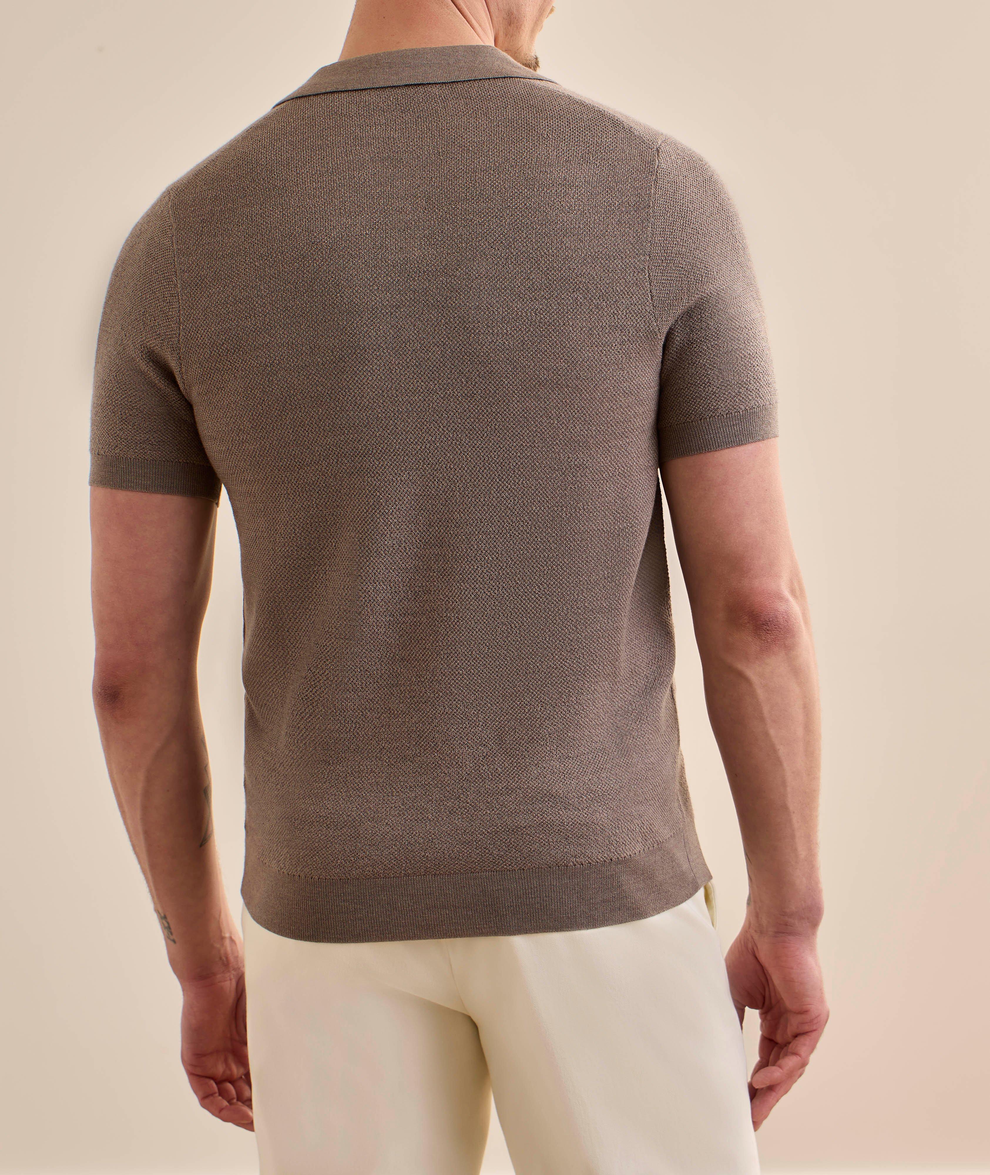 Johnny Collar Pebble Stitch Knit Polo  image 2