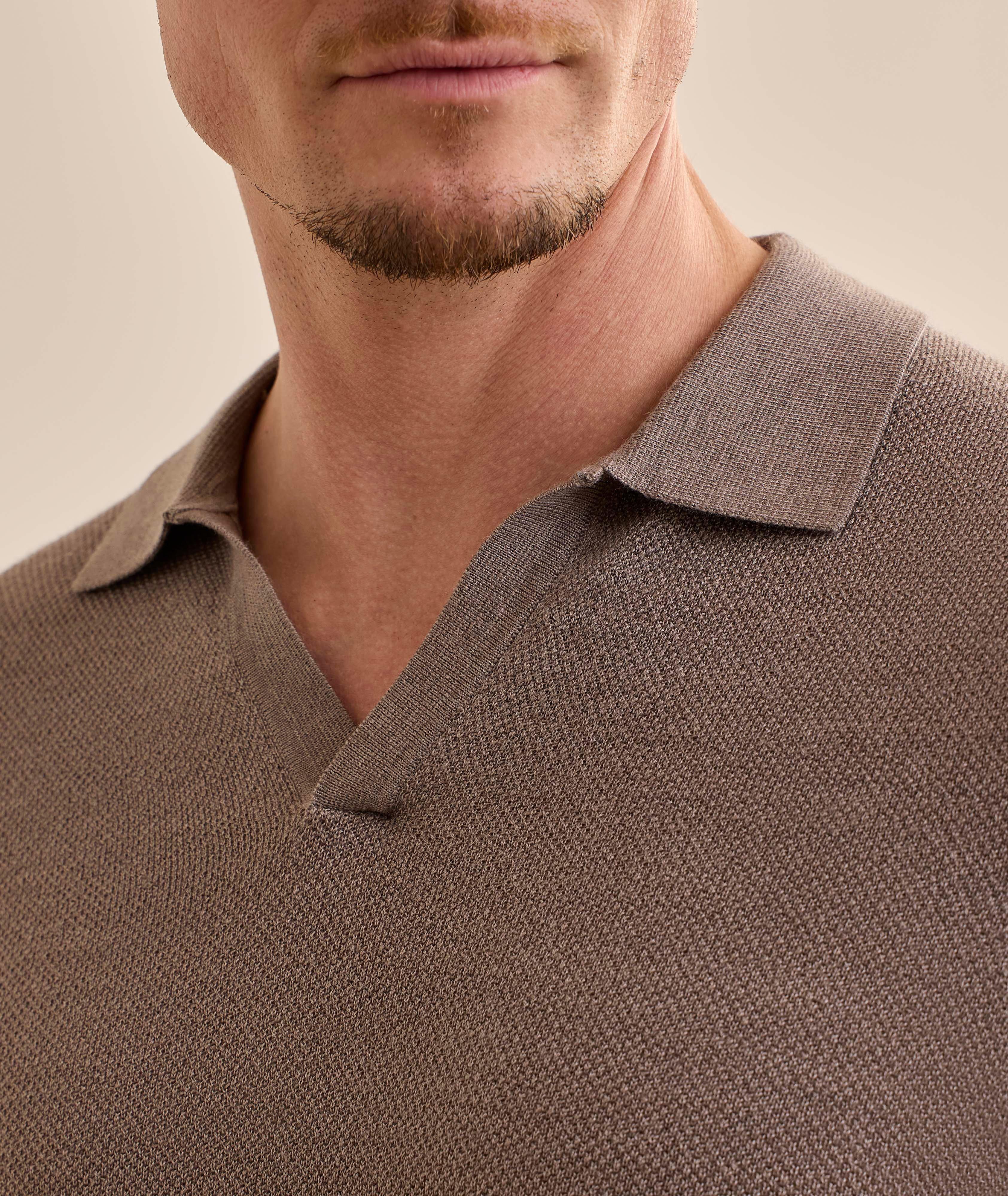 Johnny Collar Pebble Stitch Knit Polo  image 3