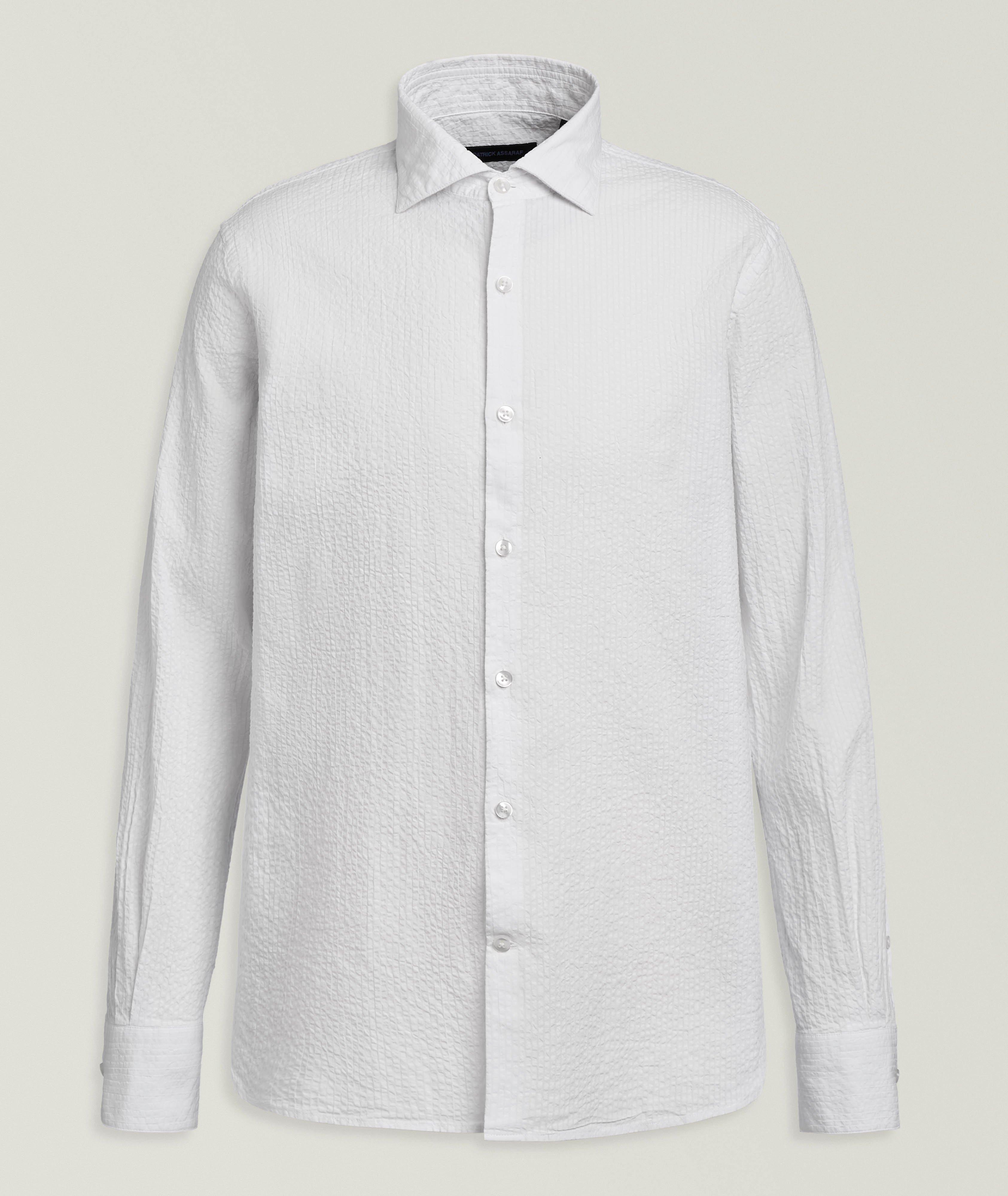 Patrick Assaraf Seersucker Stretch-Cotton Shirt