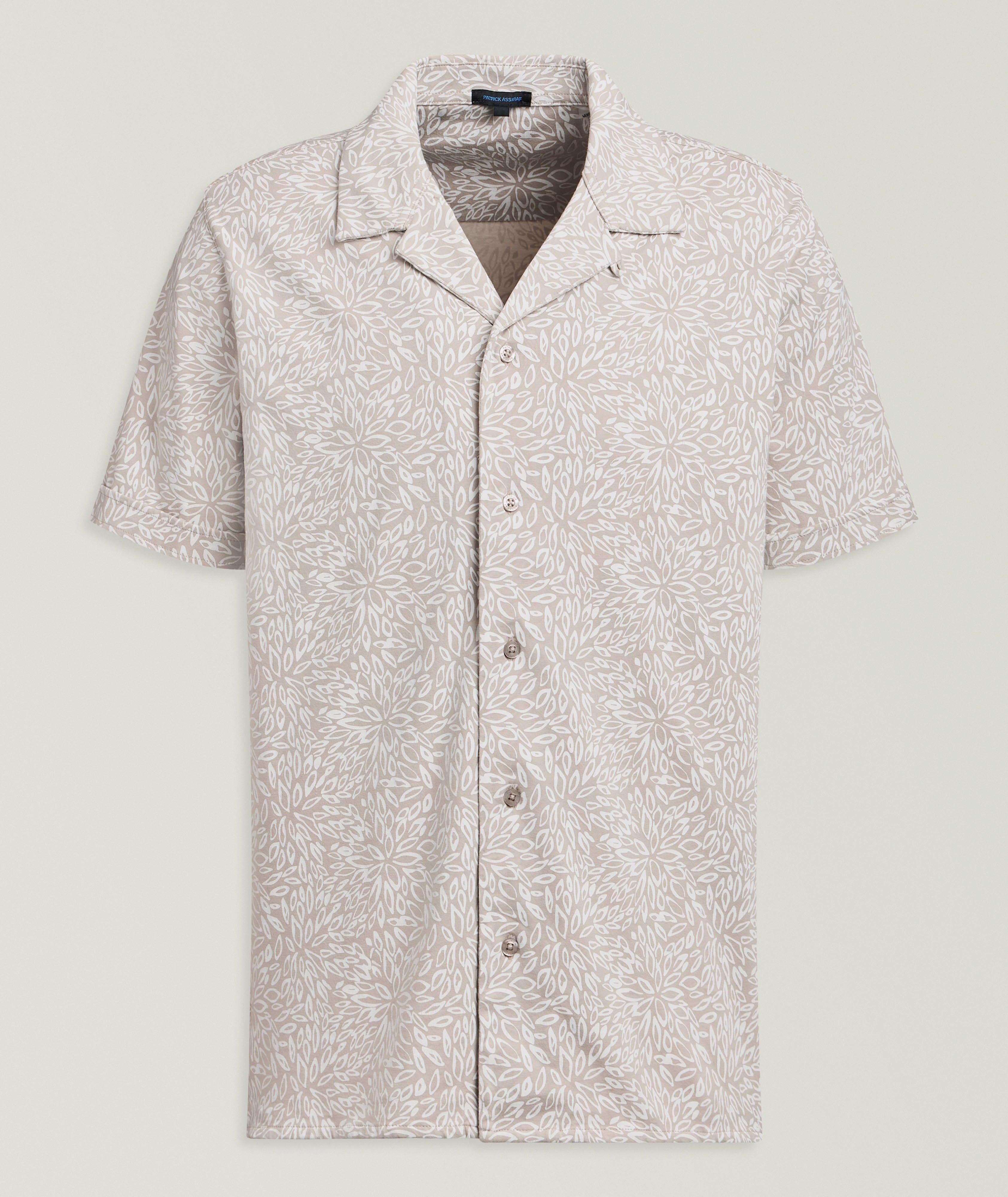 Patrick Assaraf Floral Stretch-Pima Camp Shirt