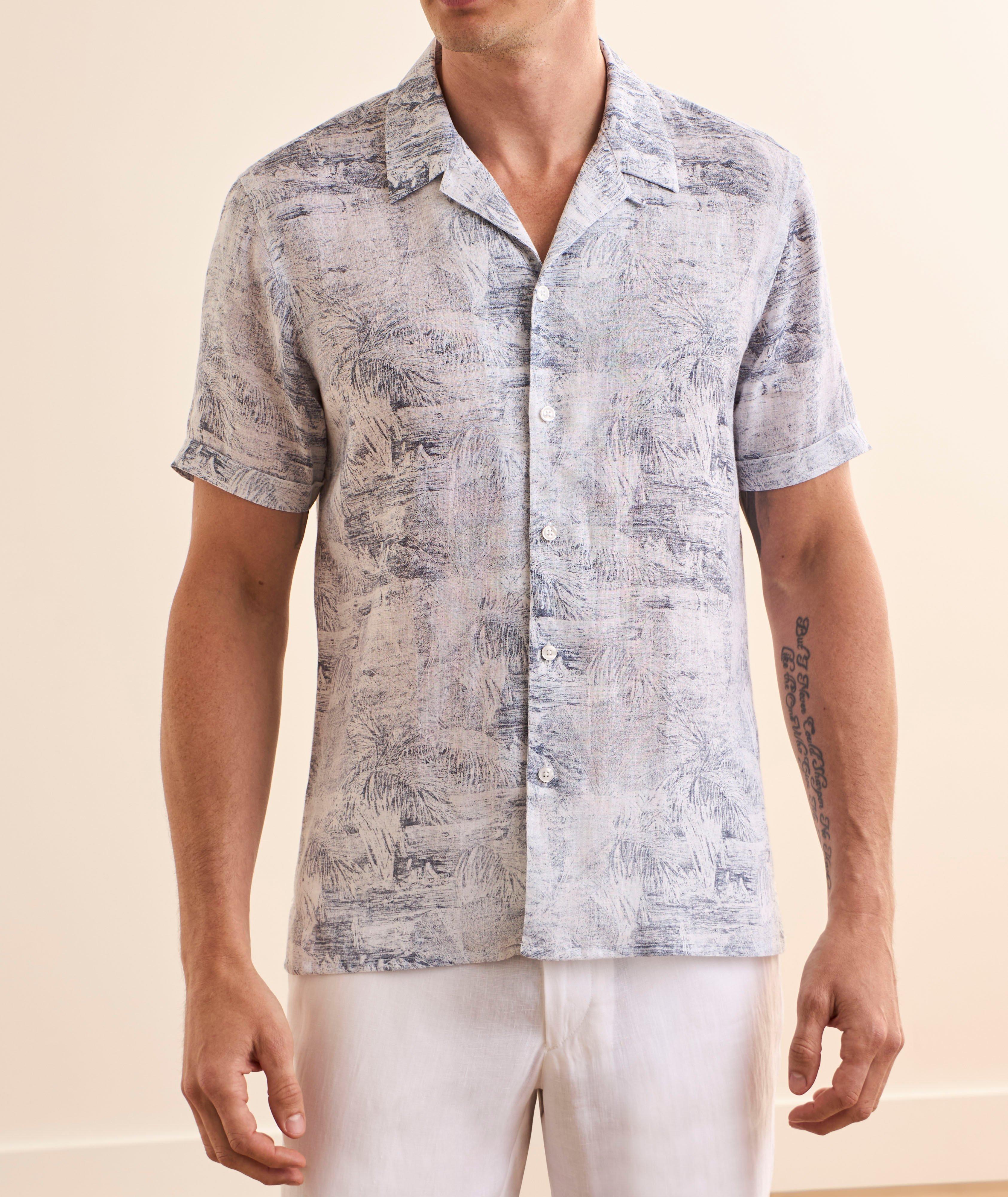 Tropical Print Linen Camp Shirt image 1