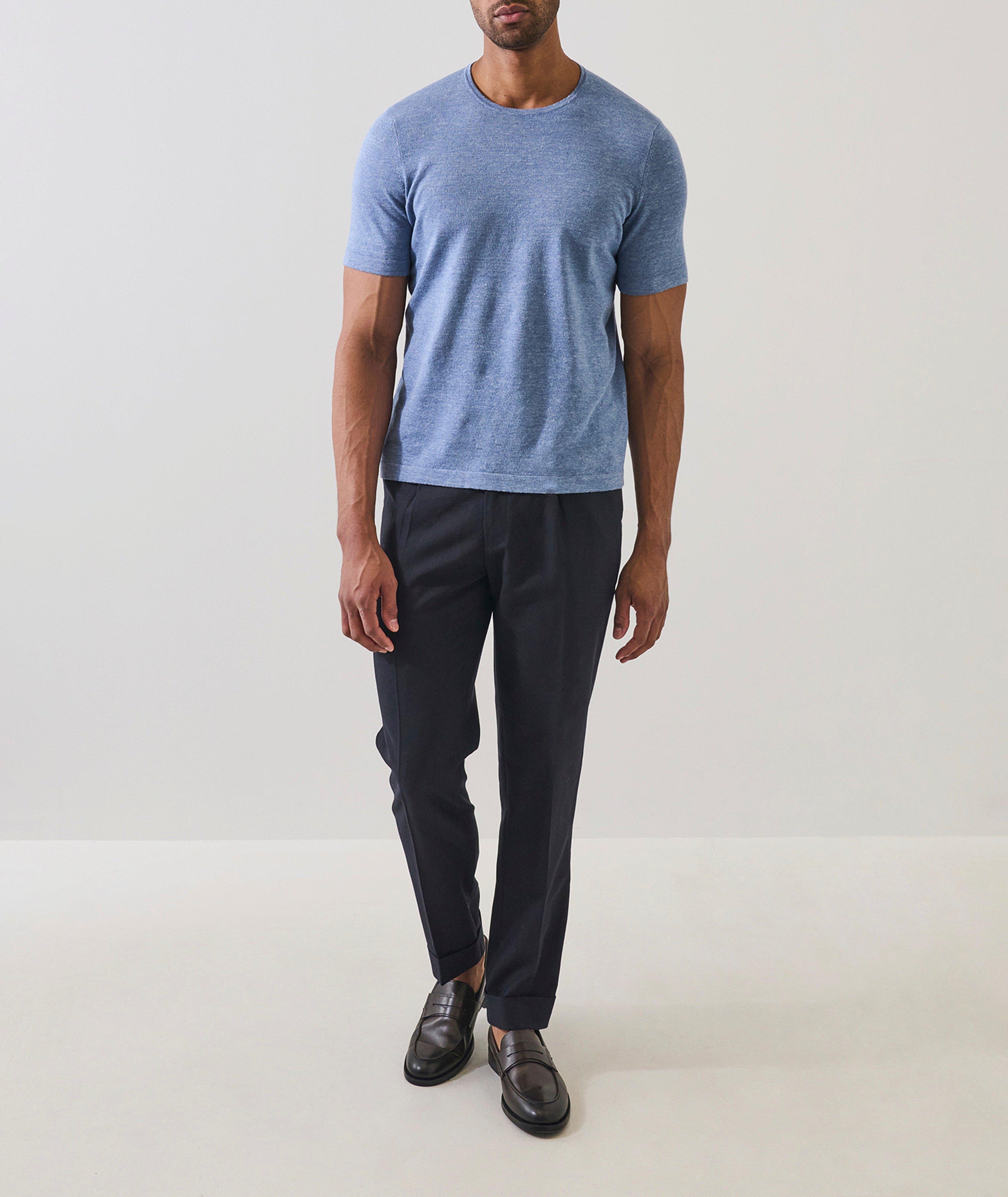 Mélange Linen-Cotton Knit T-Shirt image 4