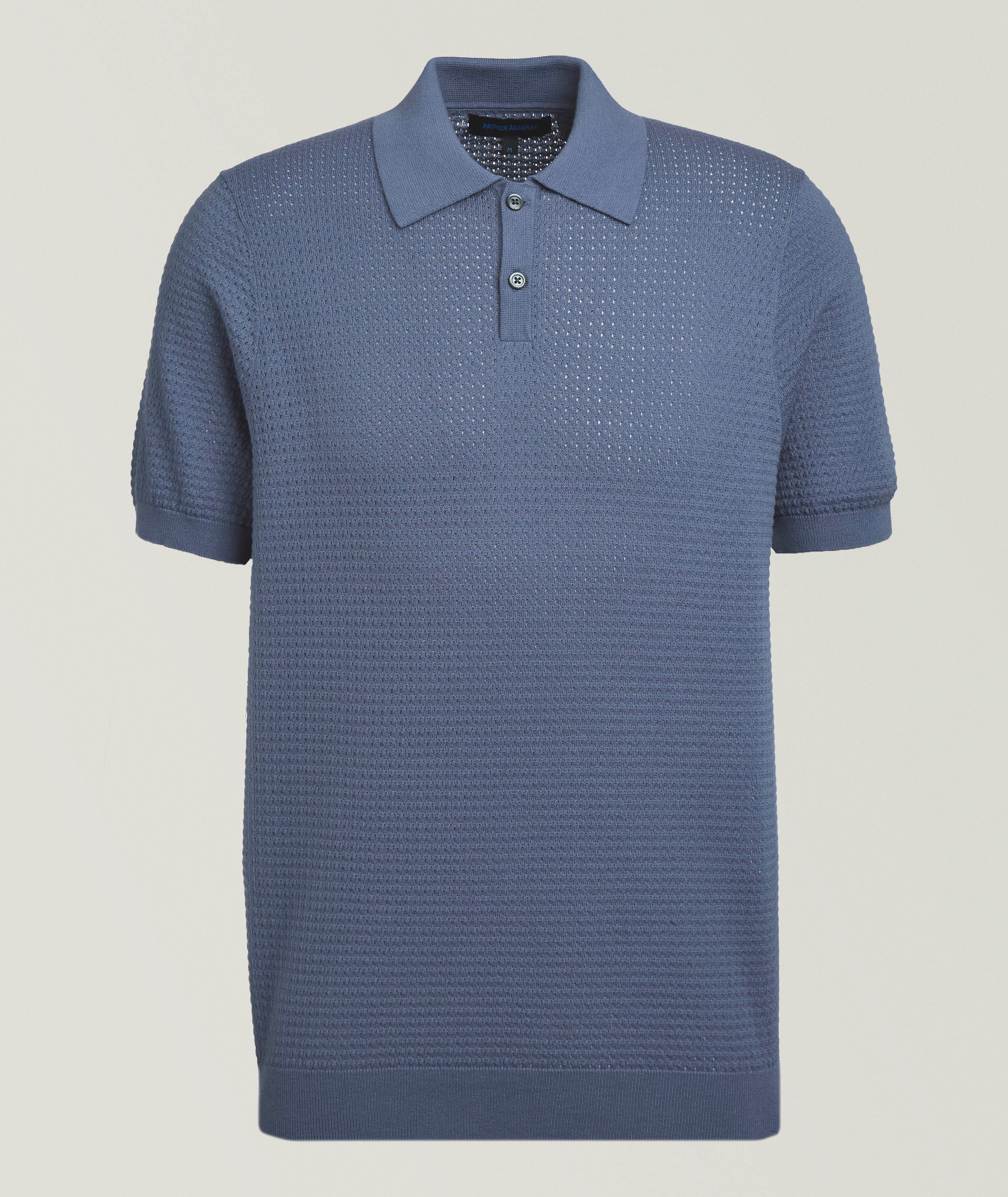 Patrick Assaraf Textured Open Weave Polo