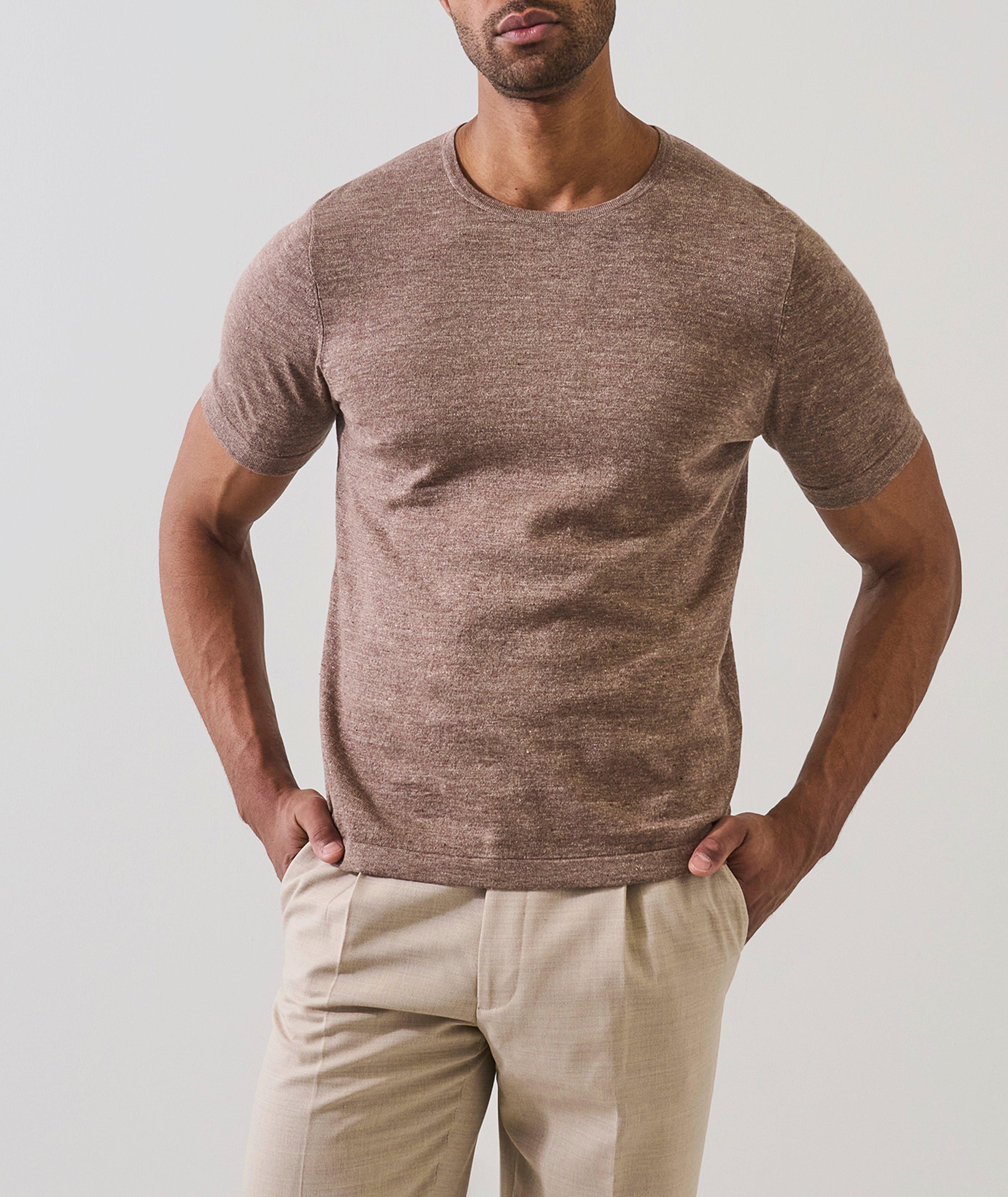 Mélange Linen-Cotton Knit T-Shirt image 1