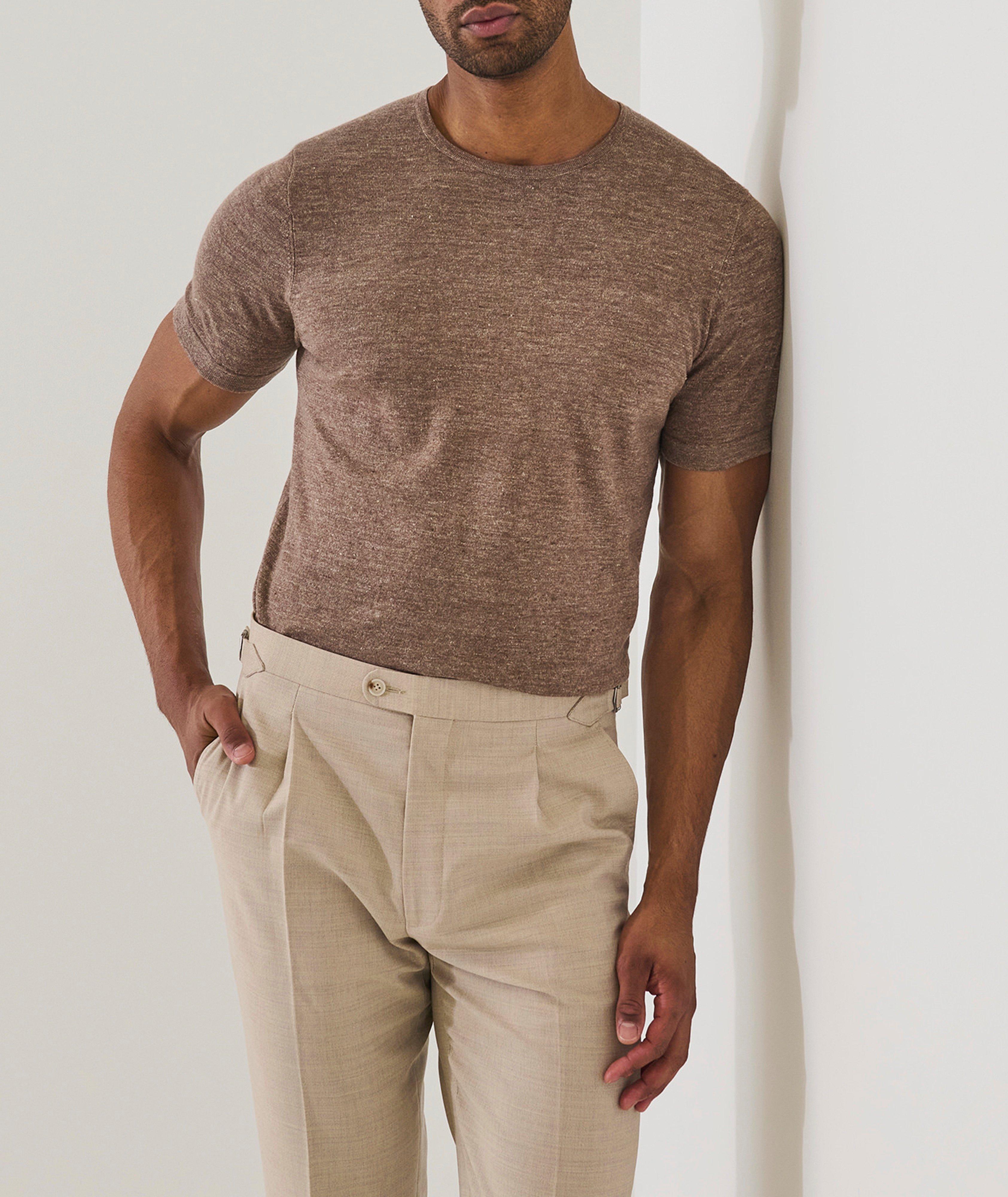 Mélange Linen-Cotton Knit T-Shirt image 3