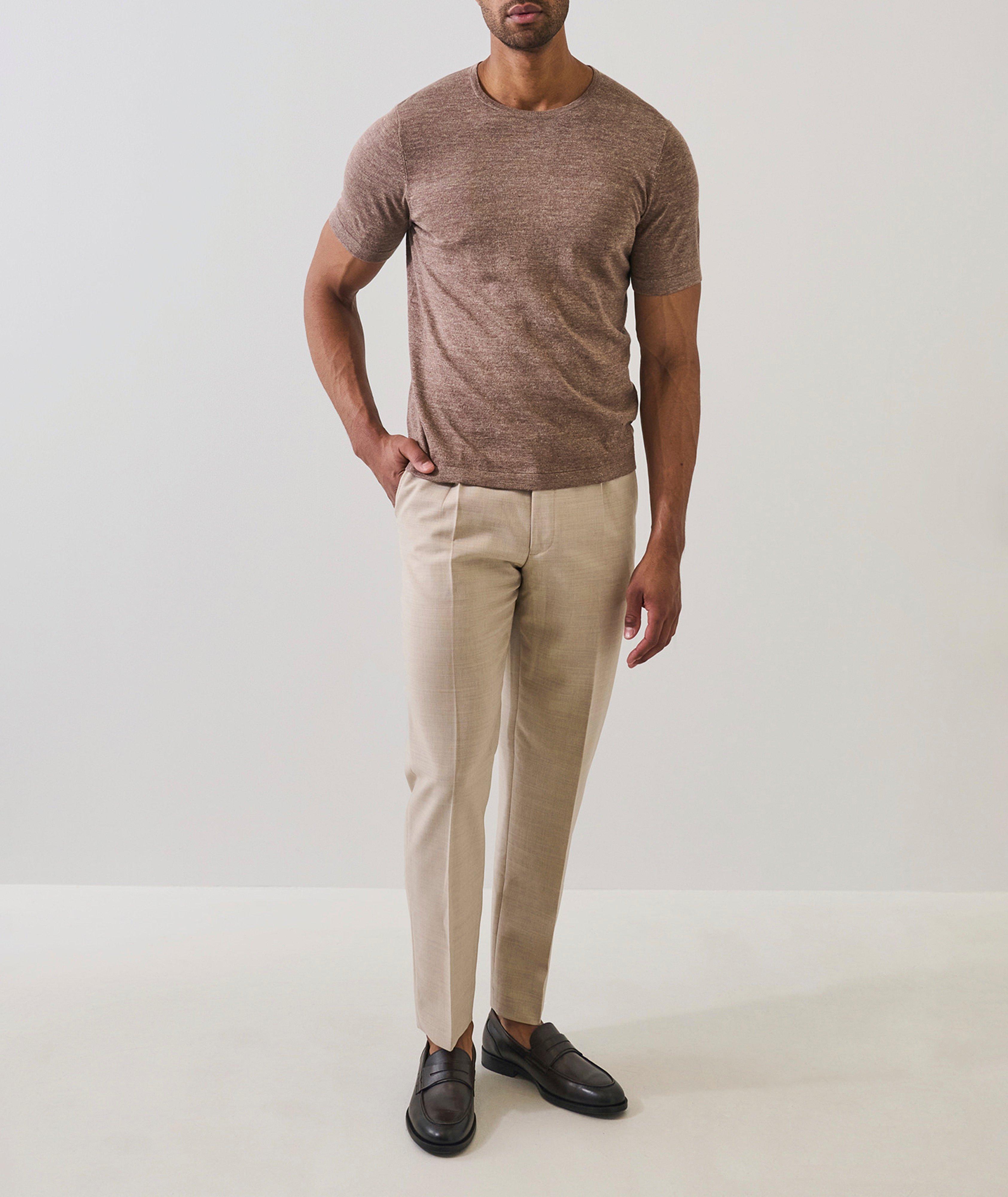 Mélange Linen-Cotton Knit T-Shirt image 4