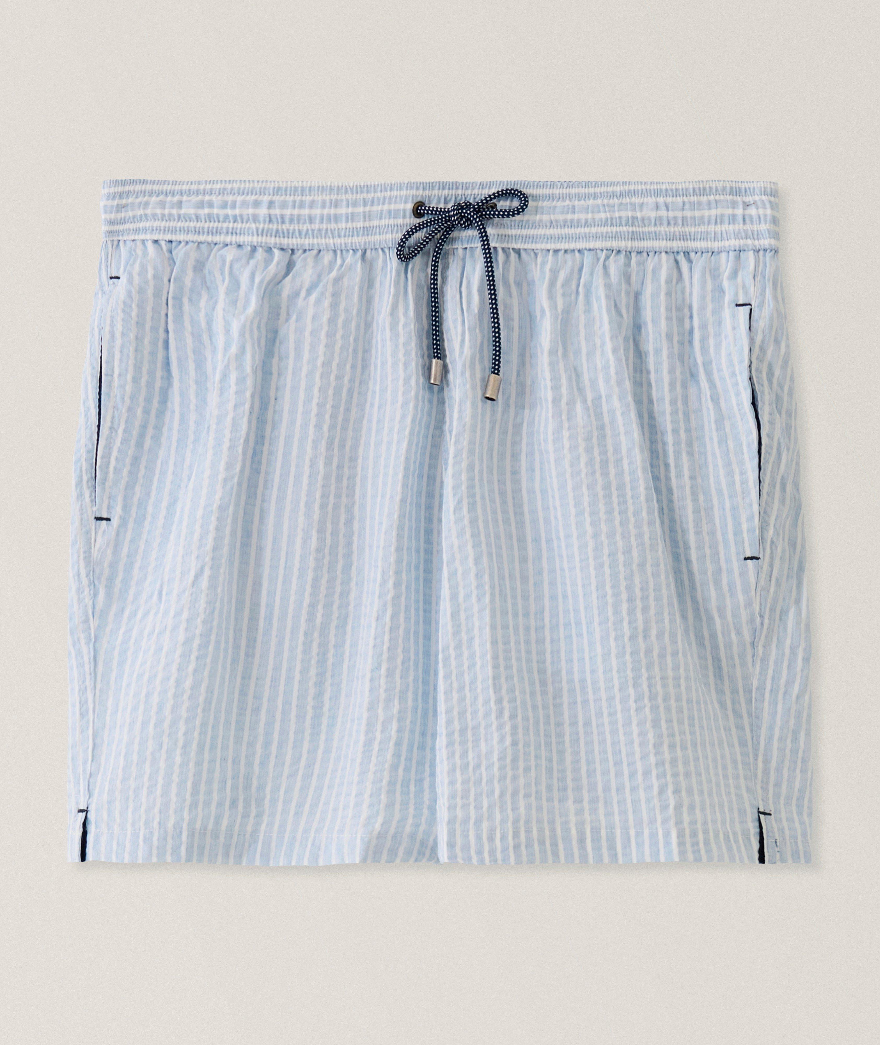 Patrick Assaraf Striped Seersucker Swim Shorts