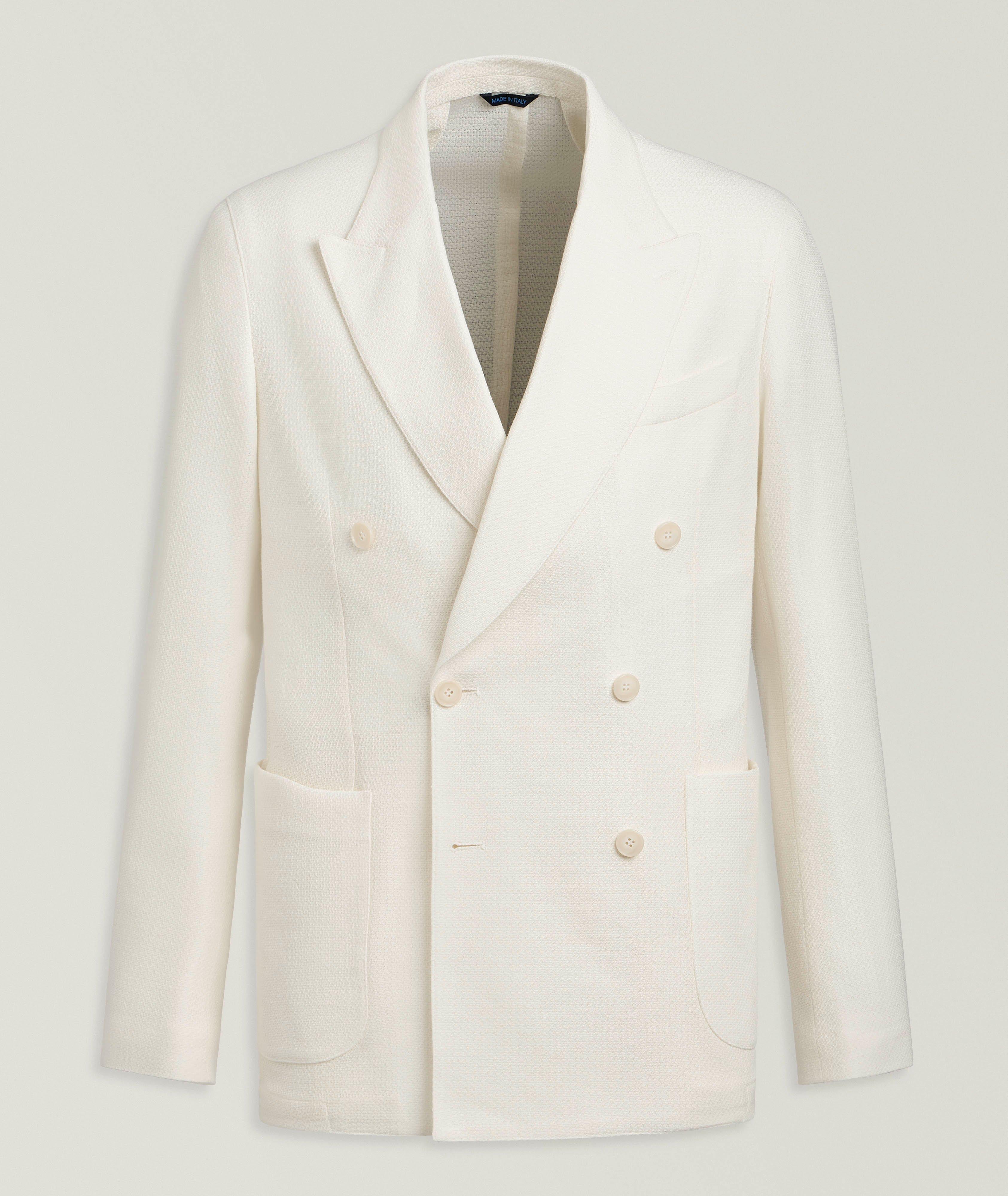 Patrick Assaraf Double-Breasted Cotton-Linen Sport Jacket | Sport