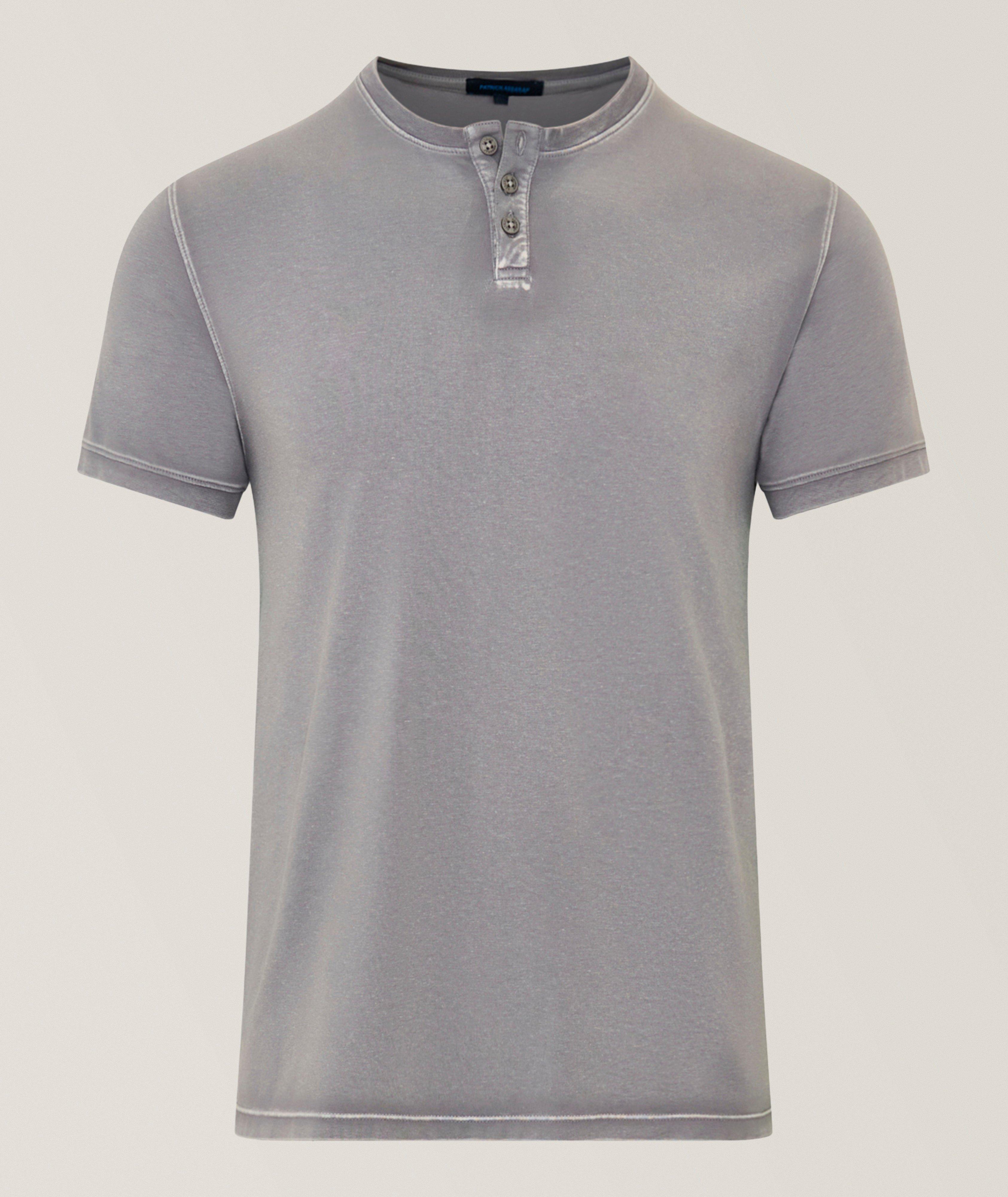 Patrick Assaraf Vintage Wash Stretch-Pima Cotton Henley