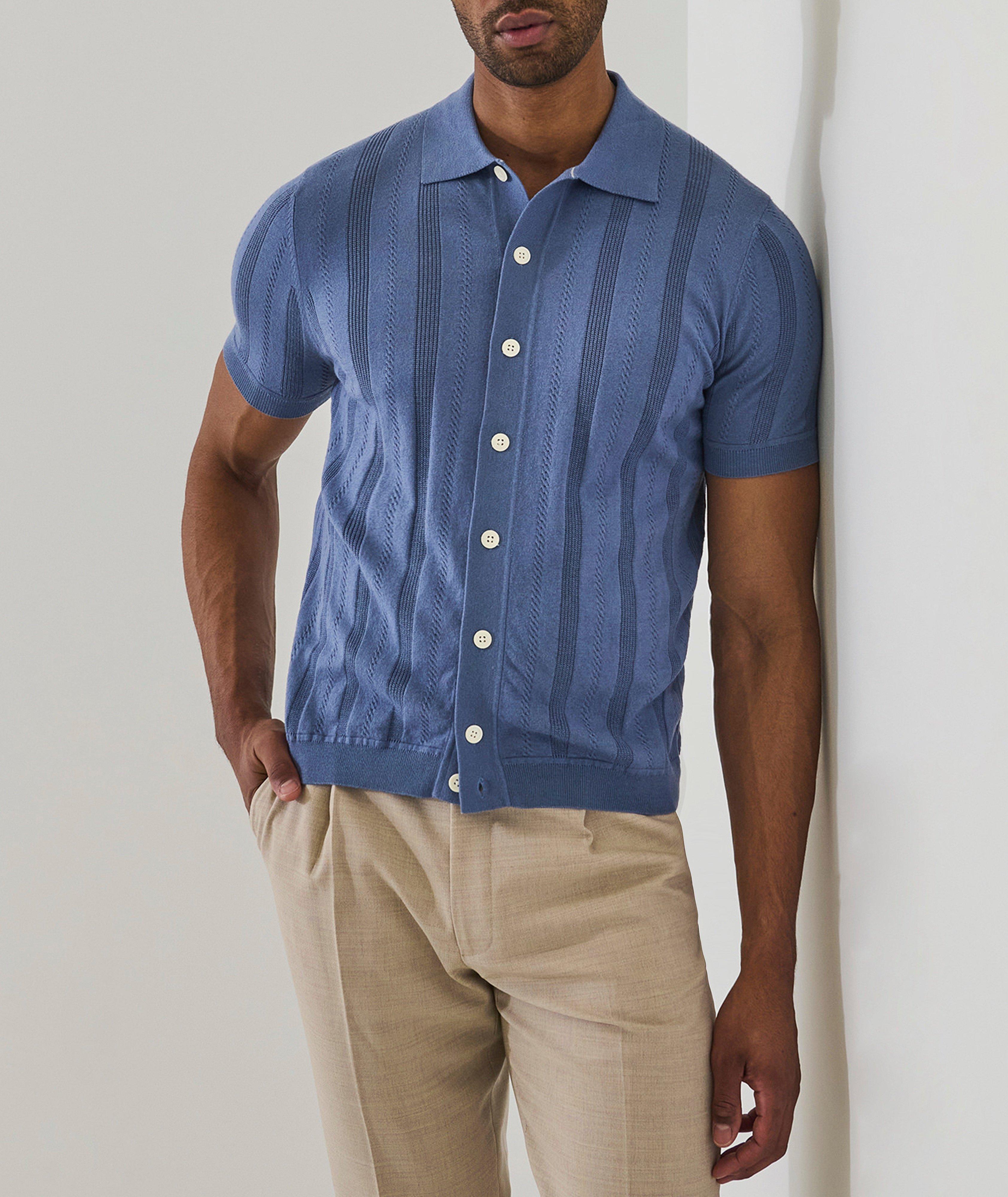 Textured Full-Button Knit Shirt image 4