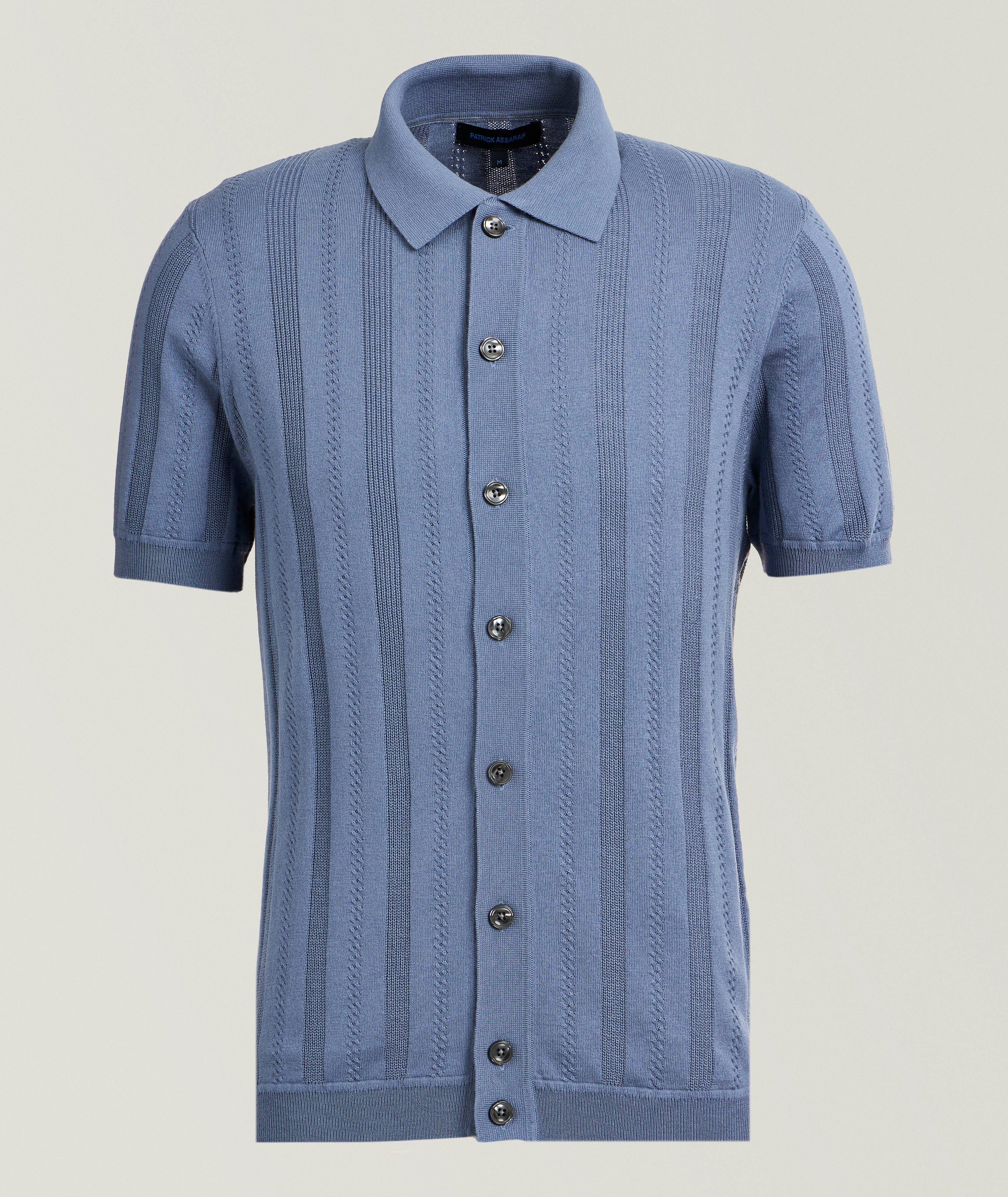 Textured Full-Button Knit Shirt image 0