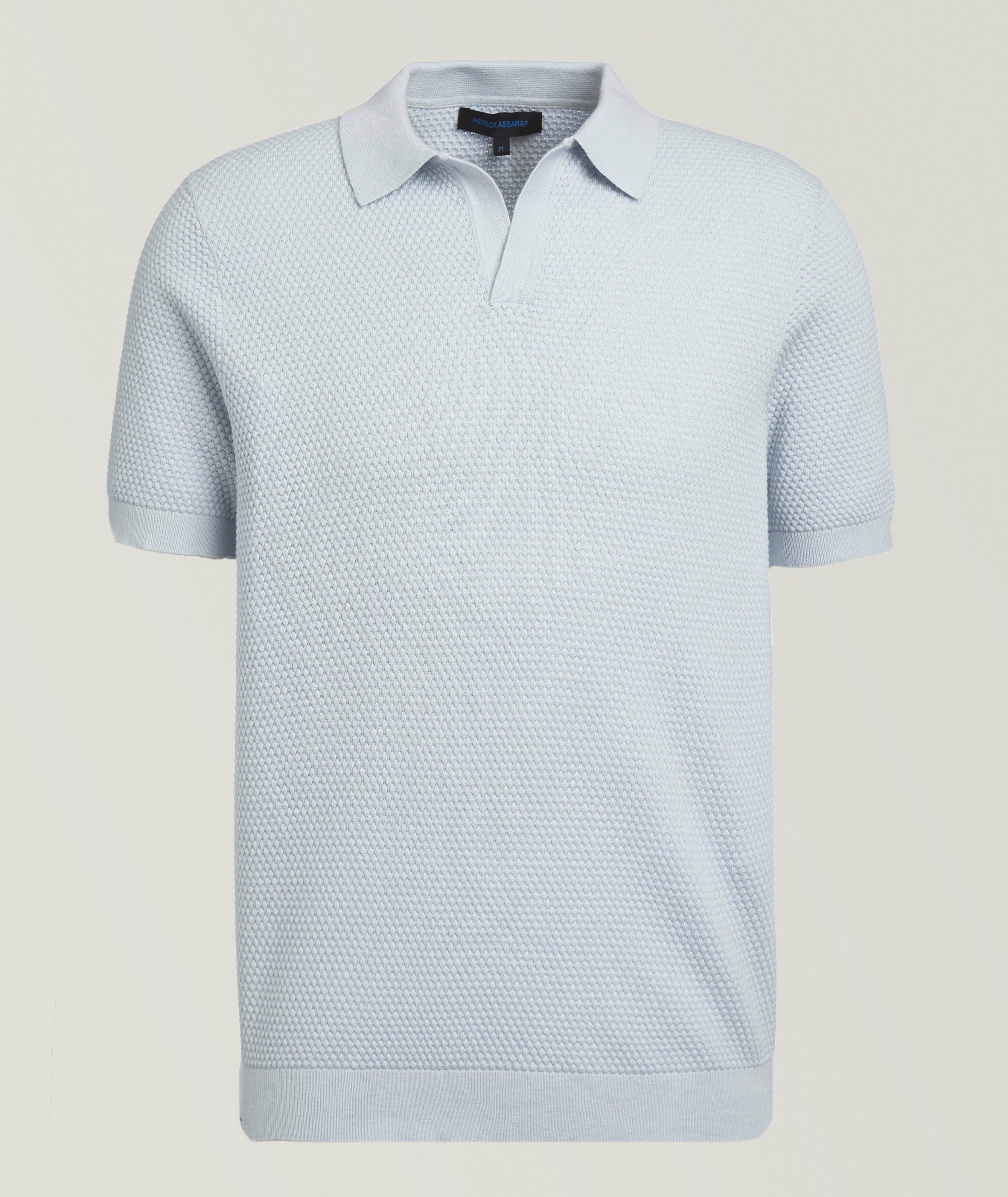 Patrick Assaraf Bubble Stitch Johnny Collar Polo