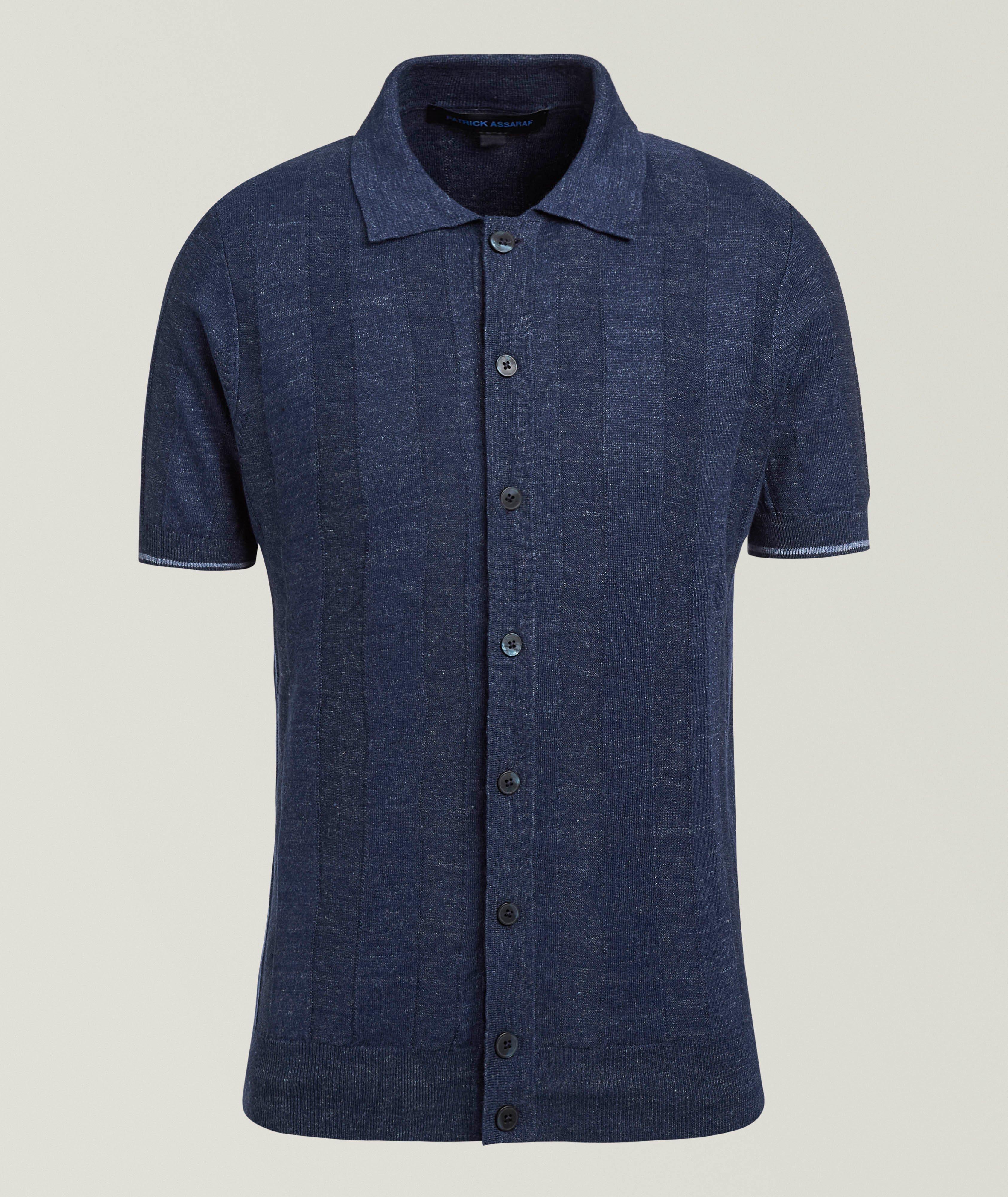 Patrick Assaraf Chemise tricot boutons liseré