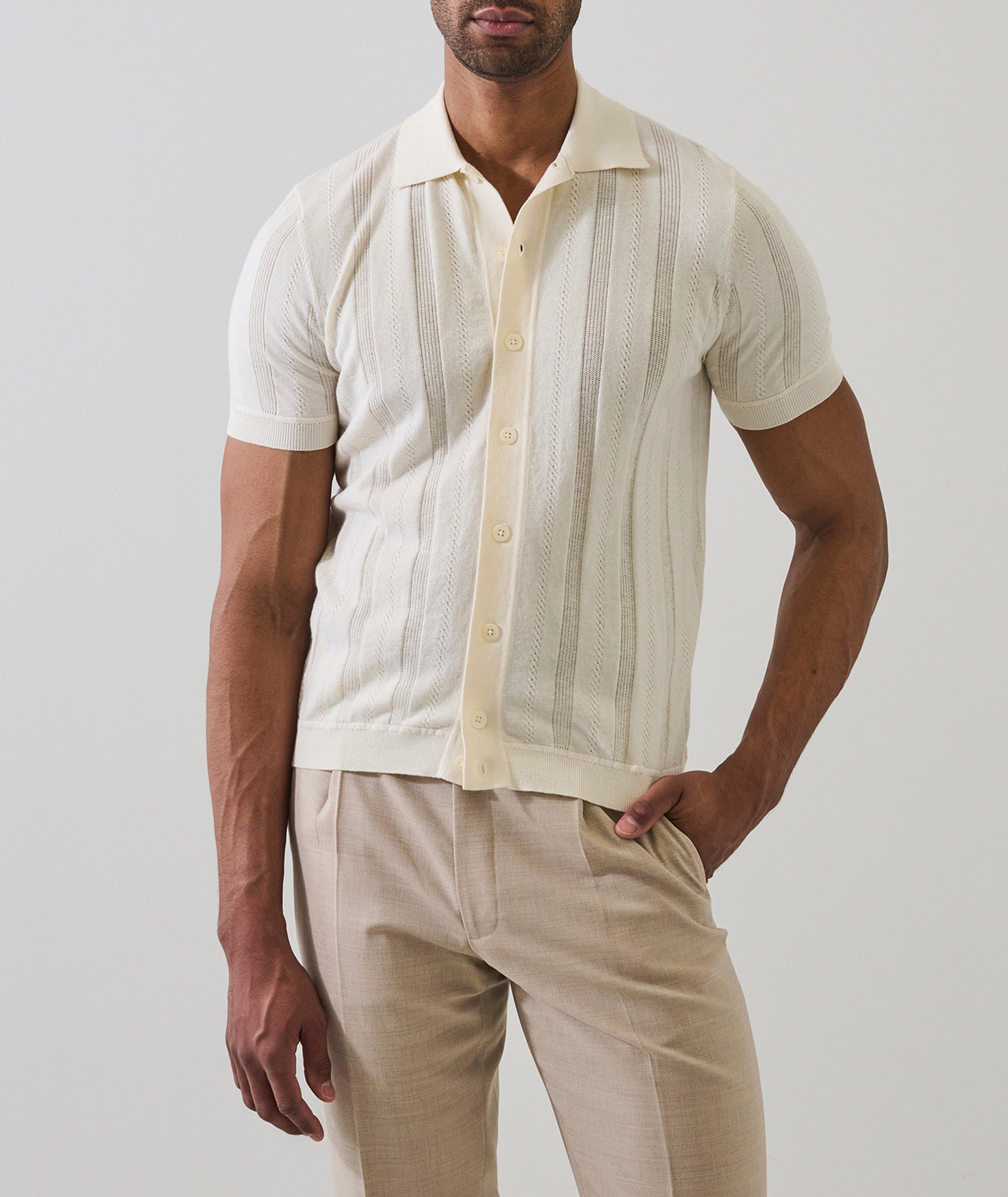 Textured Full-Button Knit Shirt image 1