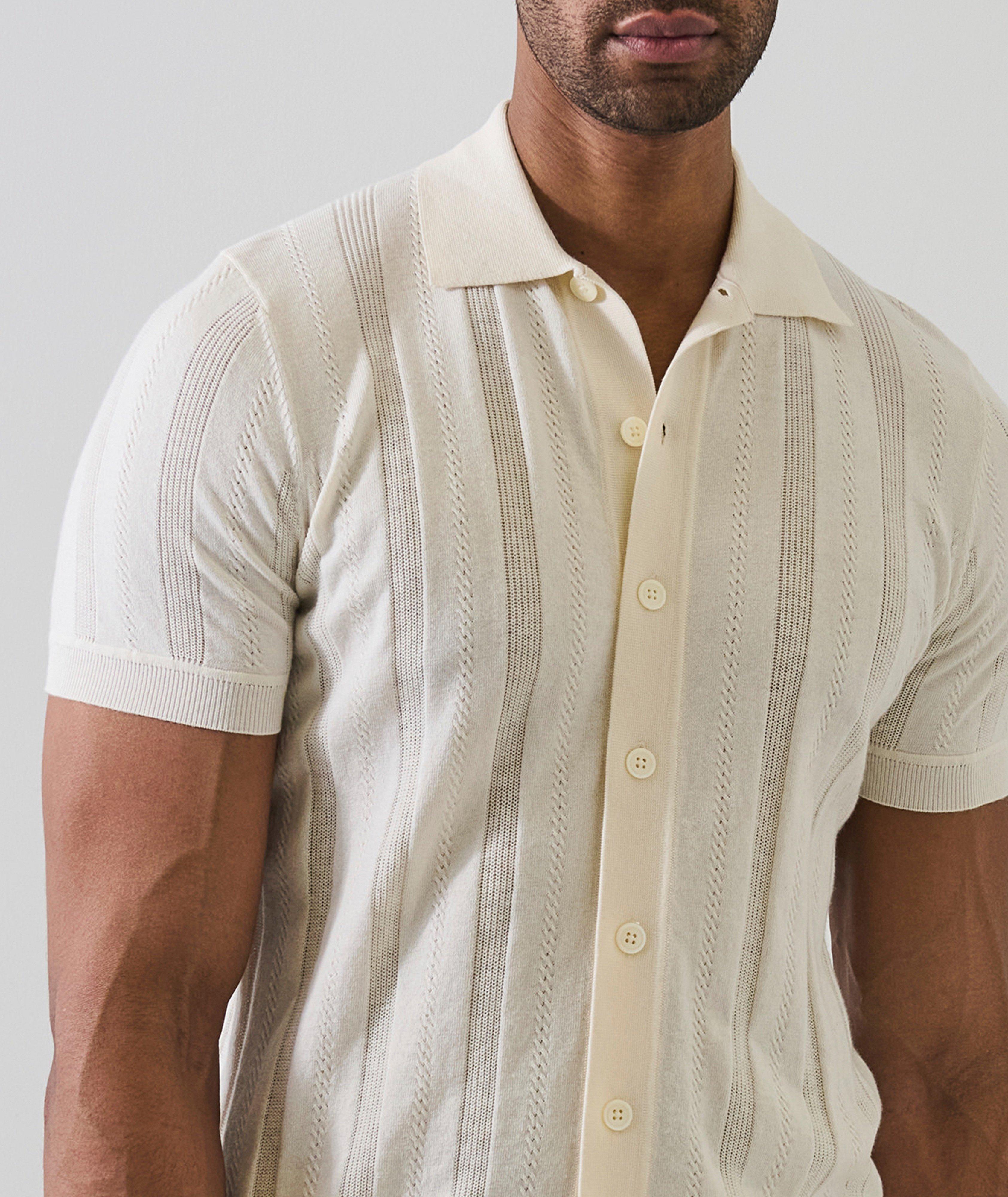 Textured Full-Button Knit Shirt image 3