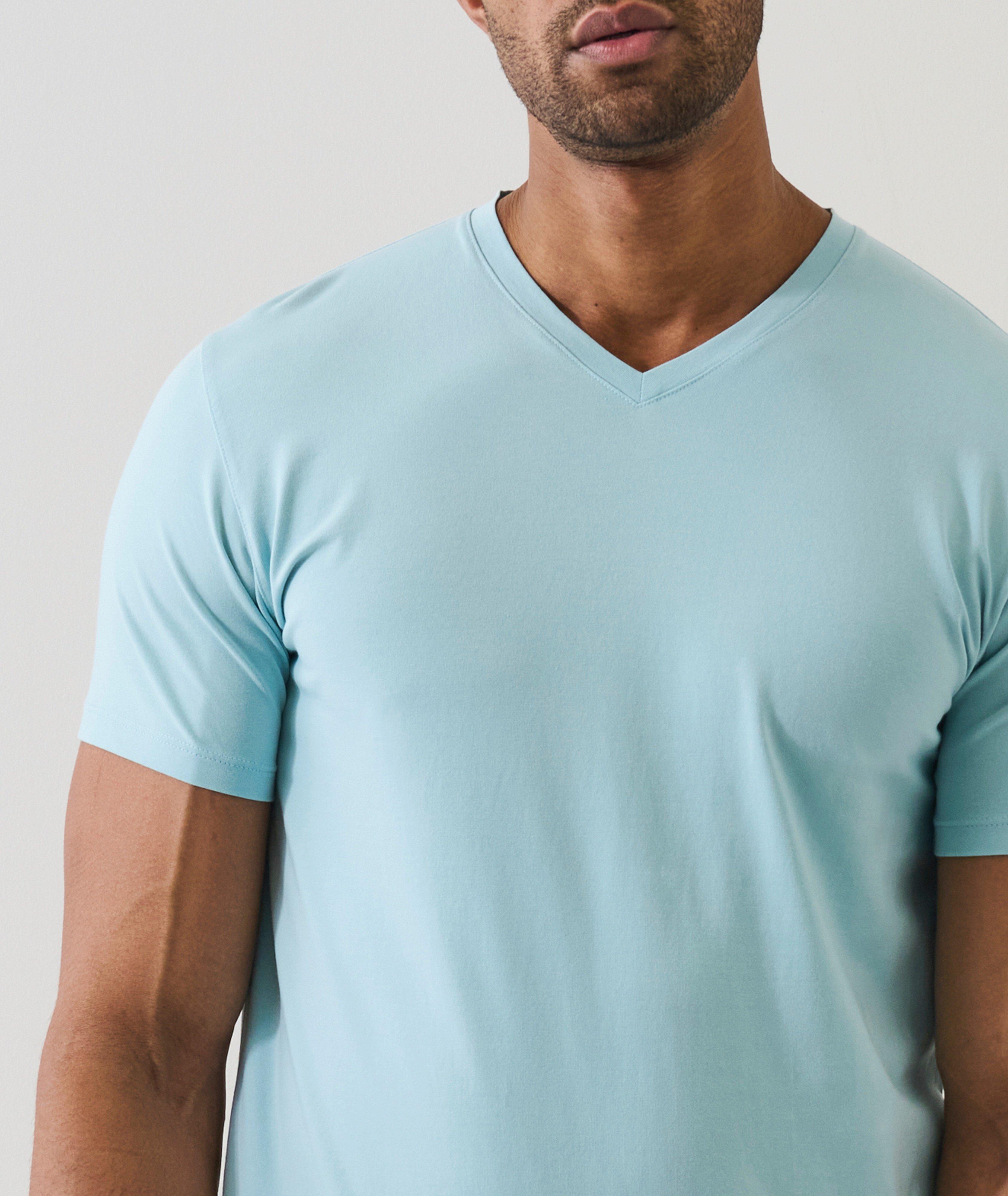 Stretch-Pima Cotton V-Neck T-Shirt image 3