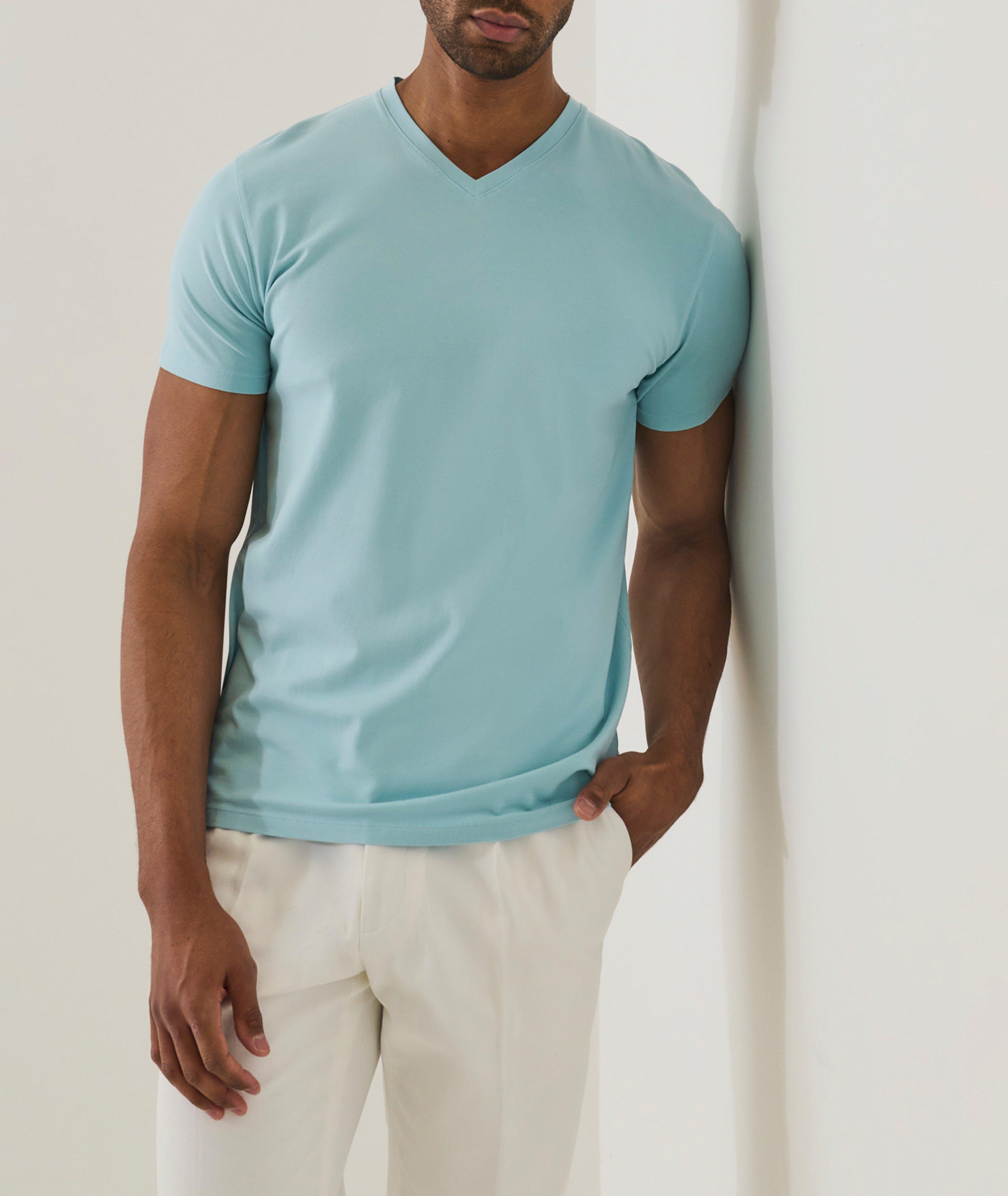 Stretch-Pima Cotton V-Neck T-Shirt image 4