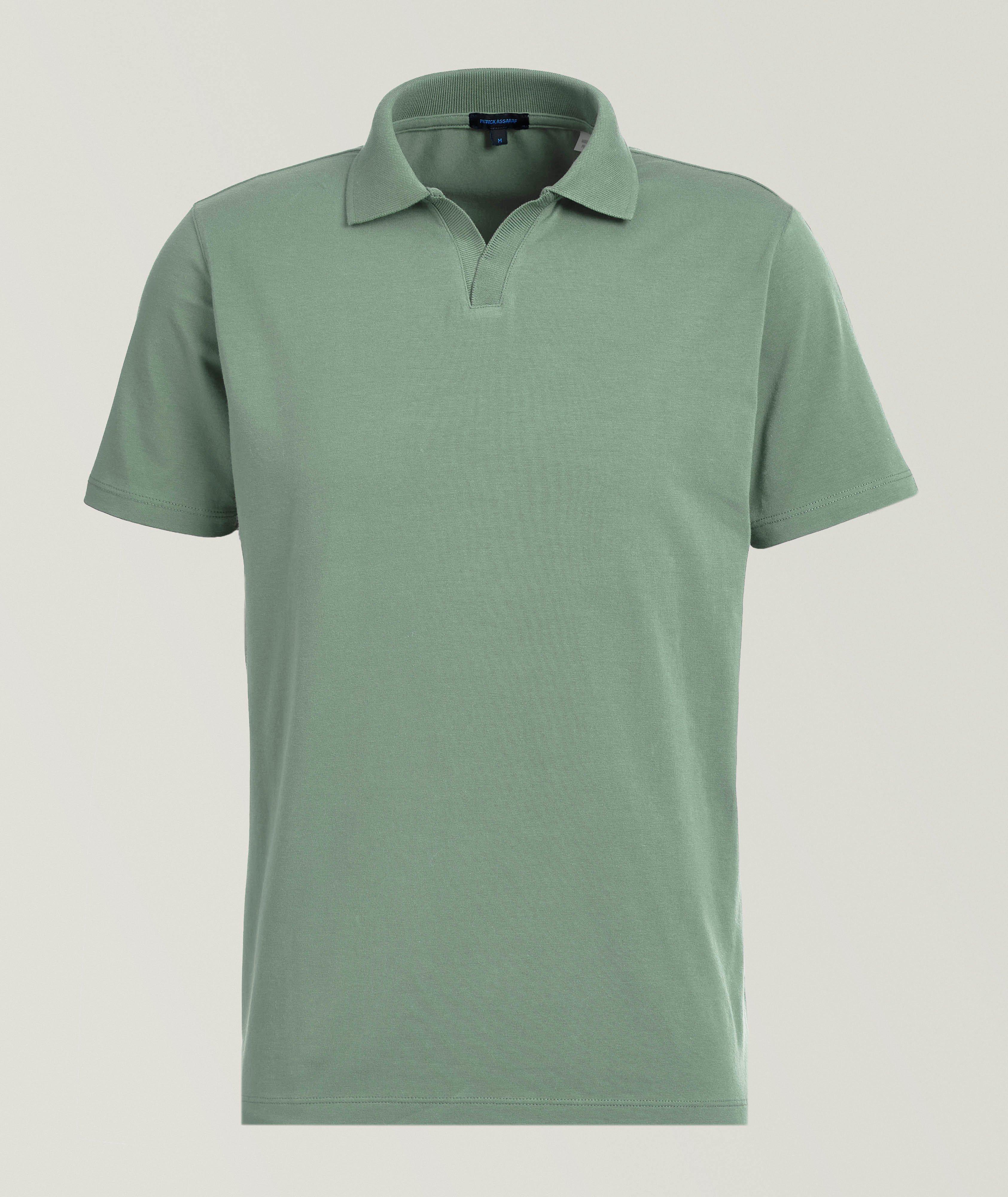 Stretch-Pima Cotton Johnny Collar Polo  image 0