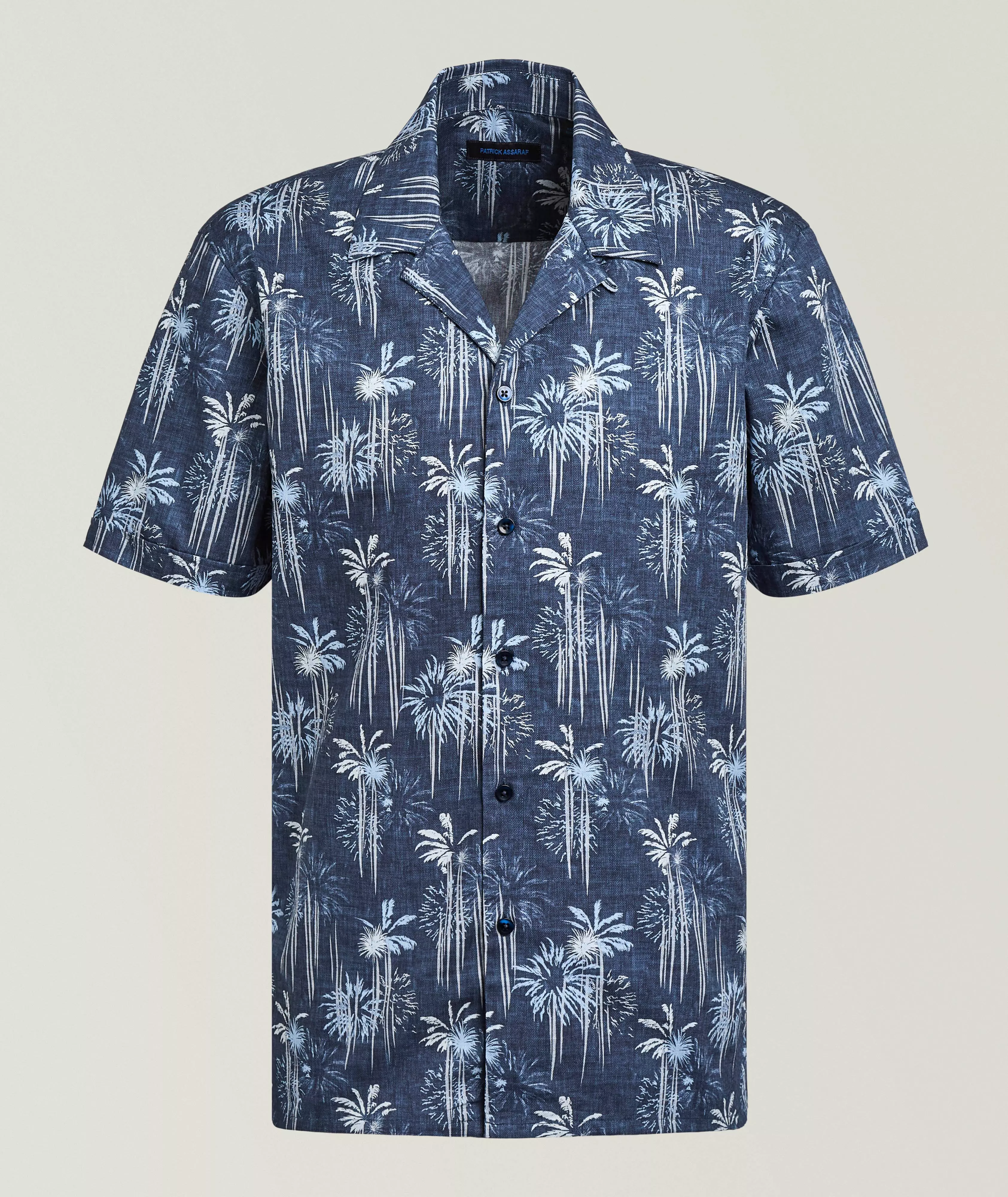 Patrick Assaraf Palm Tree Cotton Camp Shirt