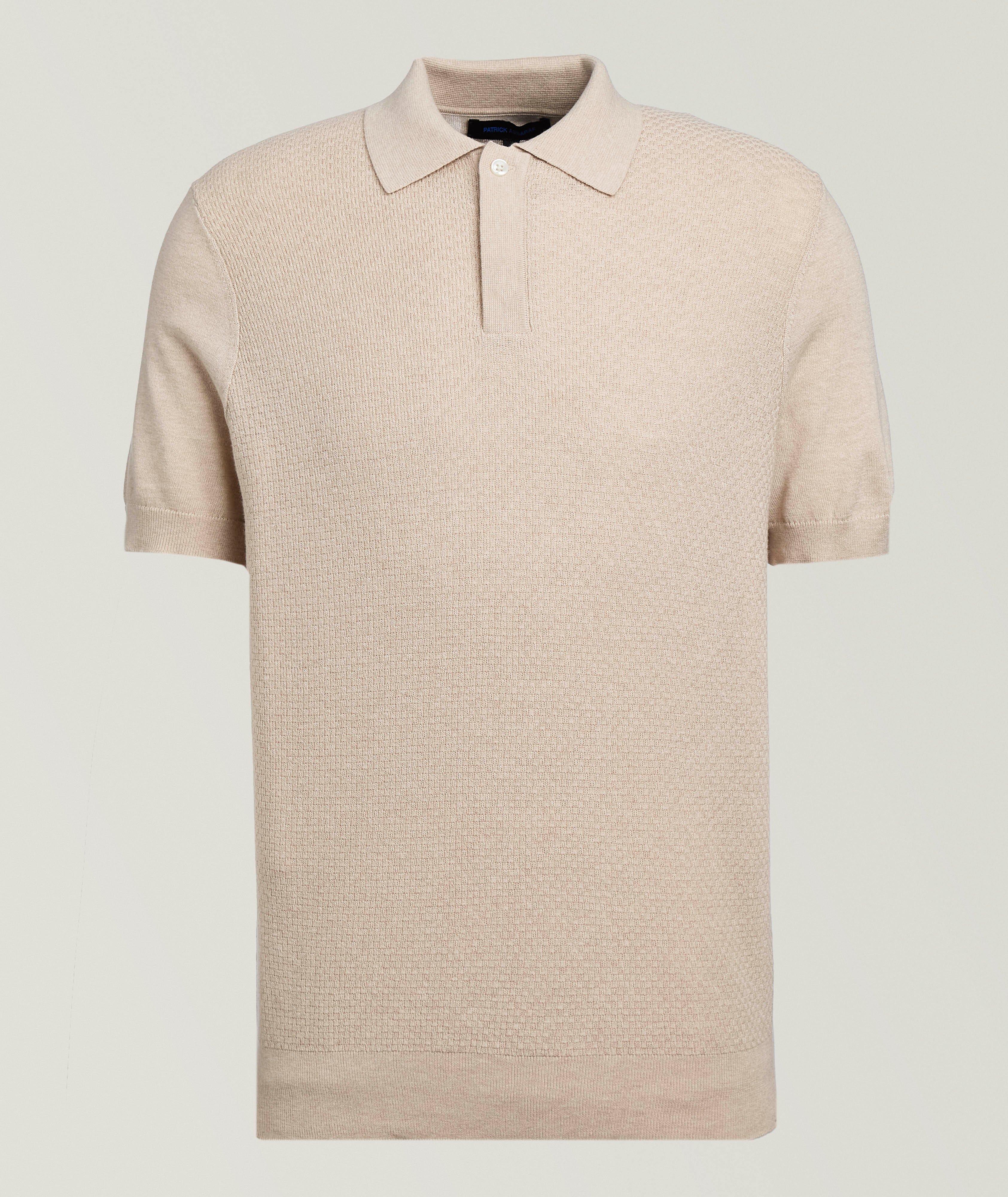 Patrick Assaraf Textured Stitch Knit Polo 