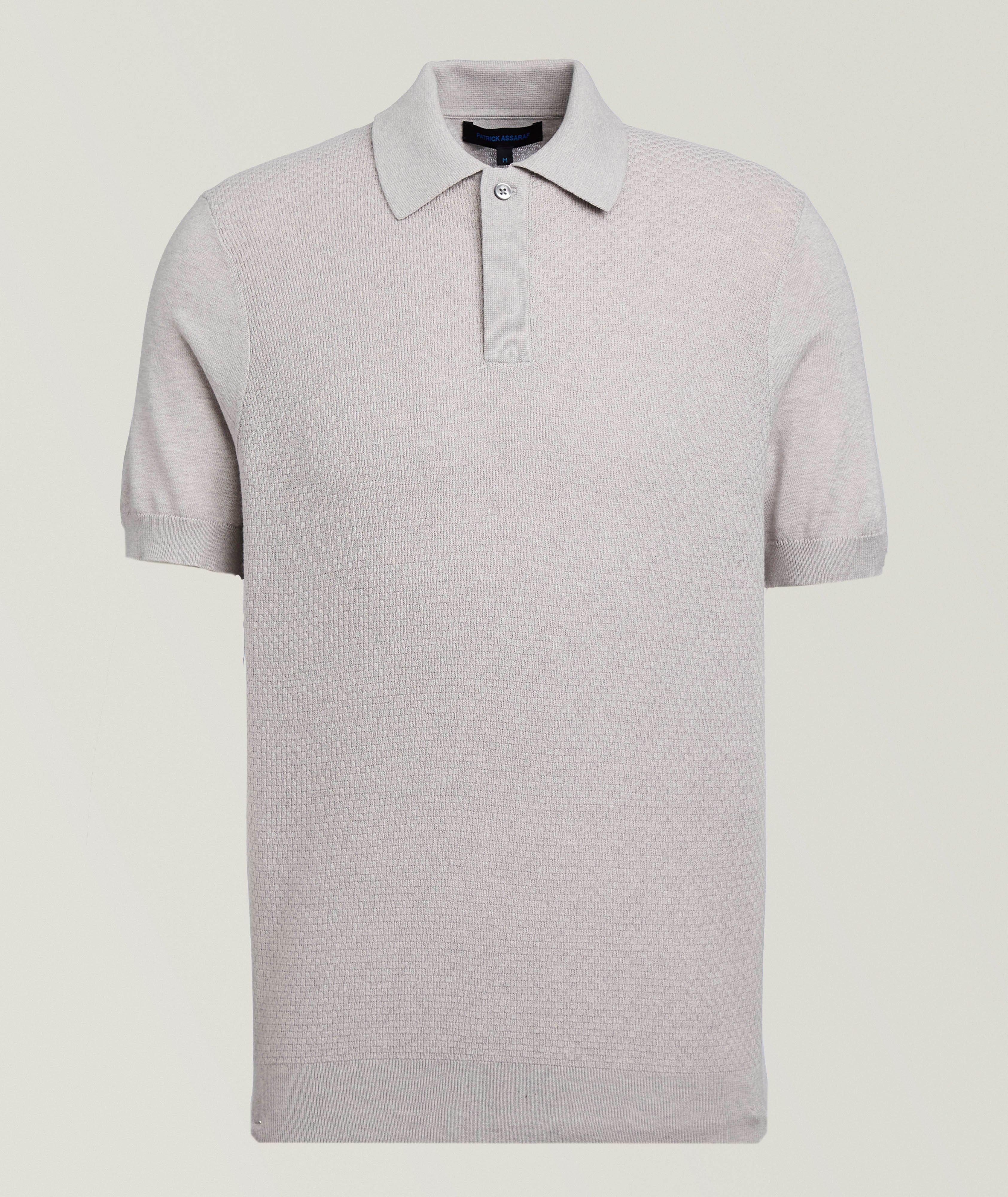 Patrick Assaraf Textured Stitch Knit Polo 