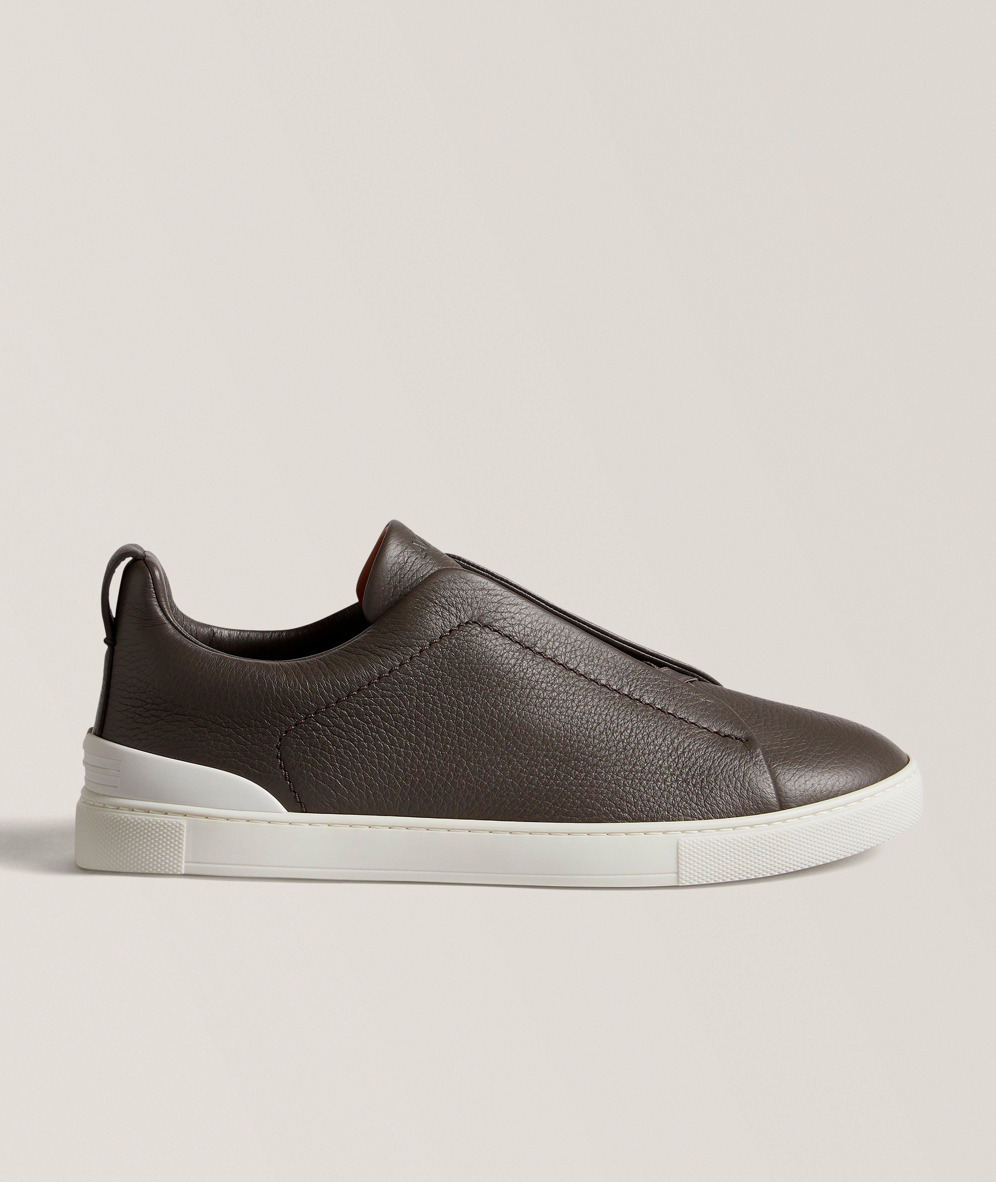 ZEGNA Deerskin Triple Stitch Leather Sneakers
