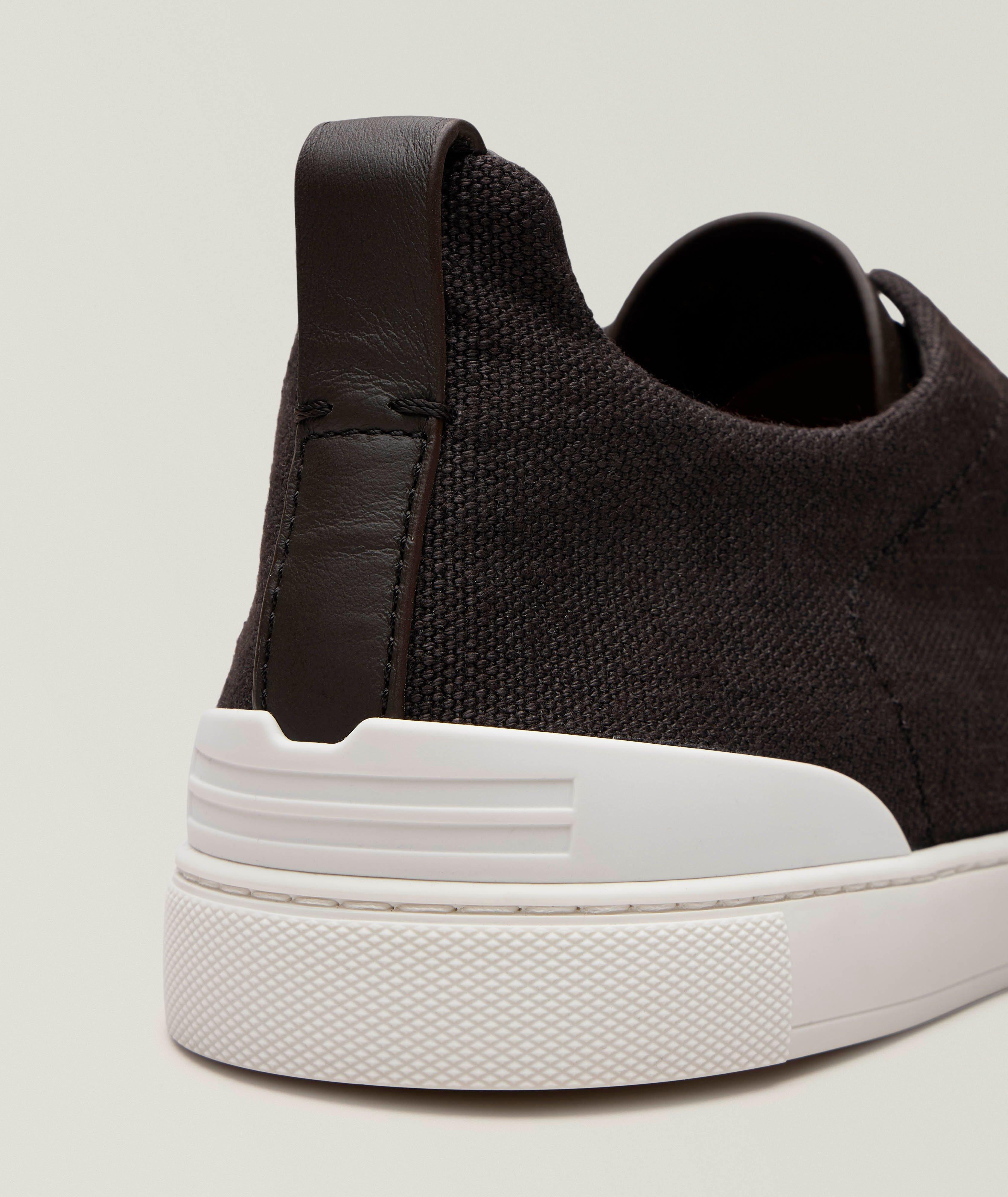 Triple Stitch Cotton-Linen-Leather Sneakers image 2